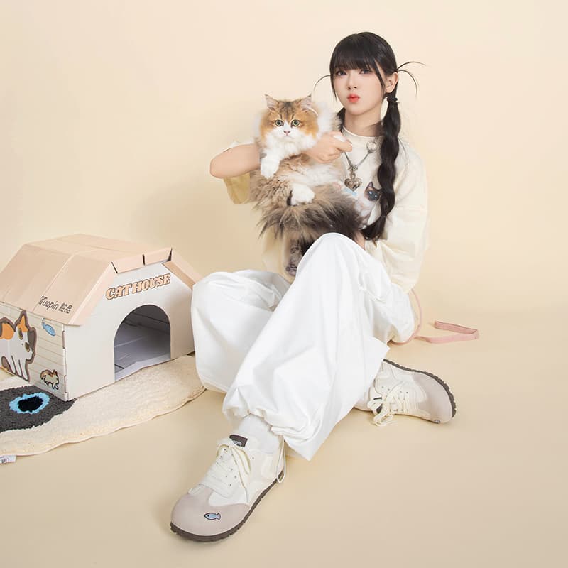 Кроссовки TUOPIN Pai Shoes Кошка Коробка для обуви Низкие кеды Немецкие армейские кроссовки Женские - изображение 5