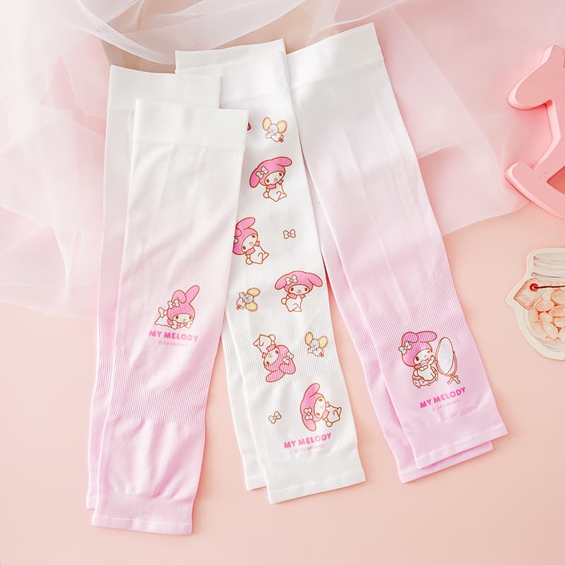 Sanrio My Melody Охлаждающие рукава с UV-защитой Дышащий Мультяшный Милый 100% полиамид Детский - изображение 3