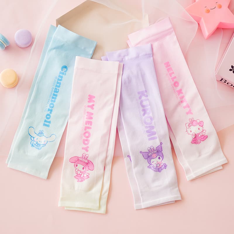 Sanrio Kuromi My Melody Cinnamoroll Летний Малыш Охлаждающие рукава с UV-защитой Тонкий Дышащий Мультяшный Милый 95% полиамид, 5% эластан Детский - изображение 4