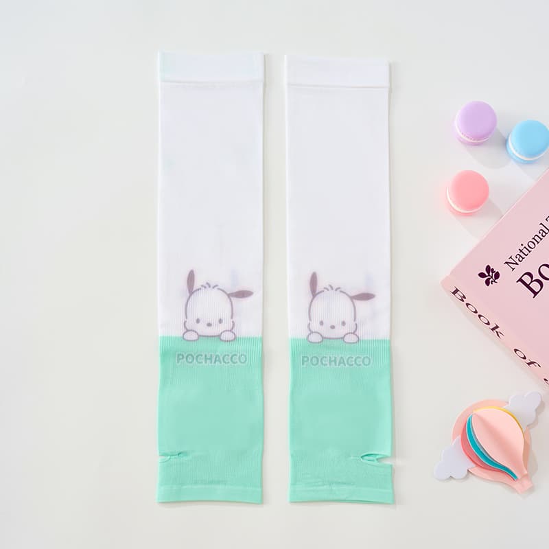 Sanrio Pochacco Летние тонкие дышащие ледяные шелковые нарукавники для велоспорта на открытом воздухе, 95% полиэстер, 5% эластан, UV-защита, женские - изображение 2