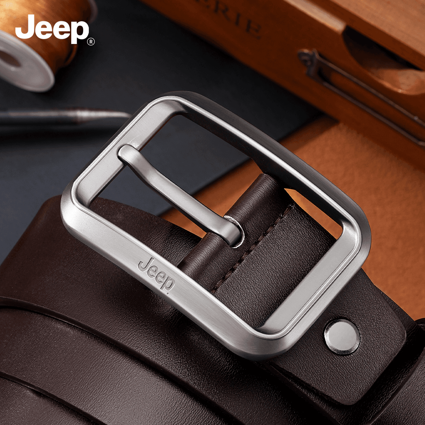 Ремень Jeep Цинковый сплав Спилок из коровьей кожи Спилок коровьи ремни Мужской 3,8 см - изображение 3