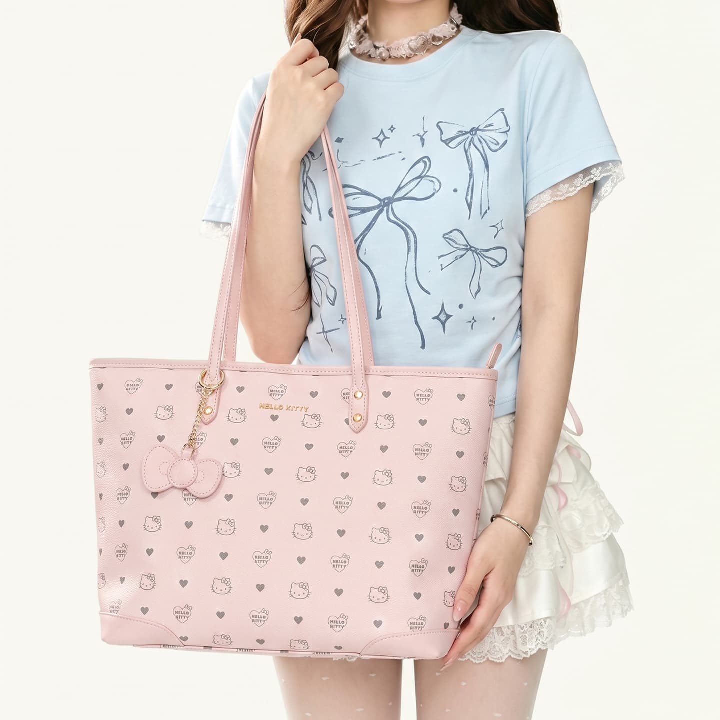 Мини-сумка Sanrio Hello Kitty Сумка через плечо Sakura Розовый (Брелок включен) Женская - изображение 4