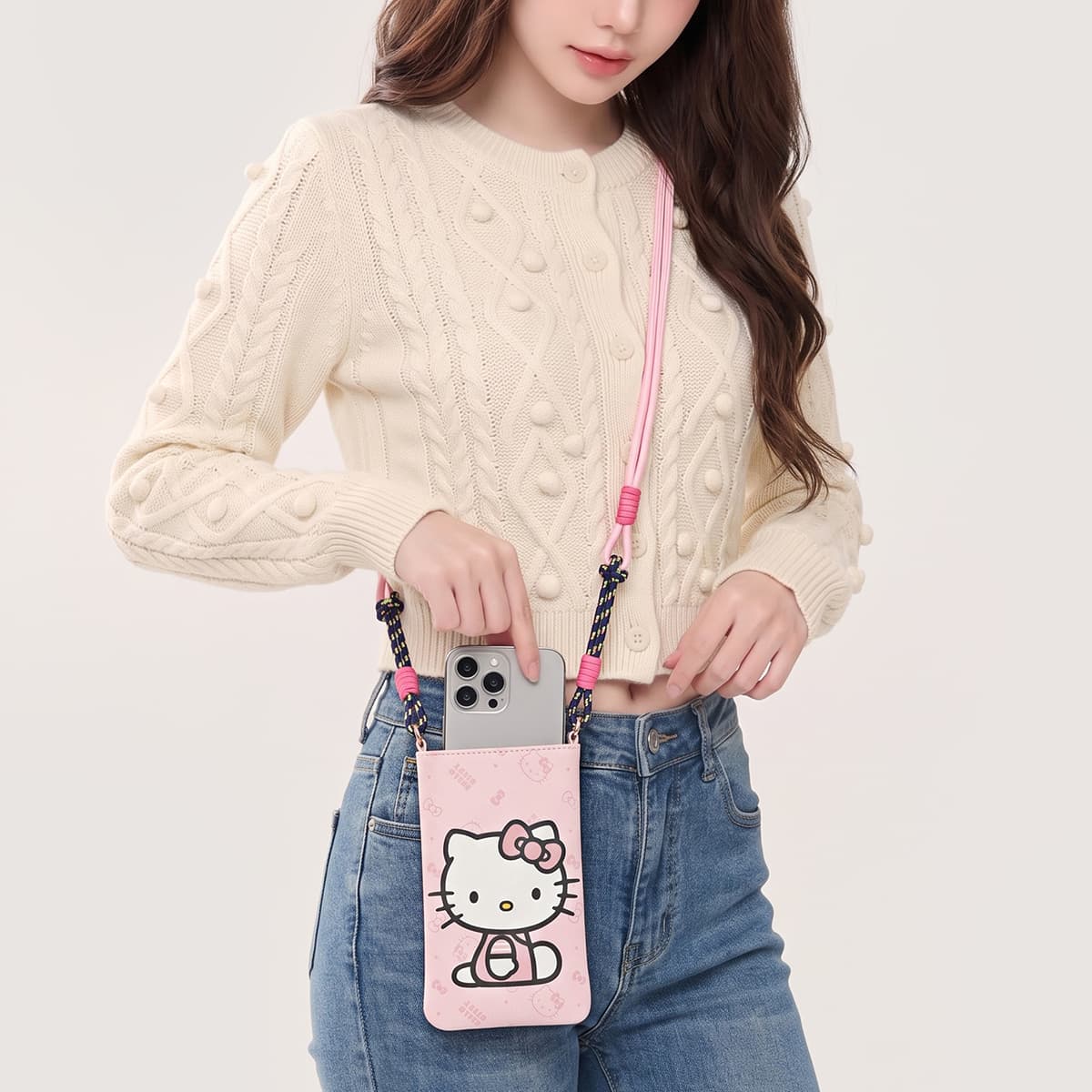 Сумка для телефона Sanrio X Mascar Коллаборация Синтетическая кожа Сумка через плечо Чехлы для мобильных телефонов - изображение 4