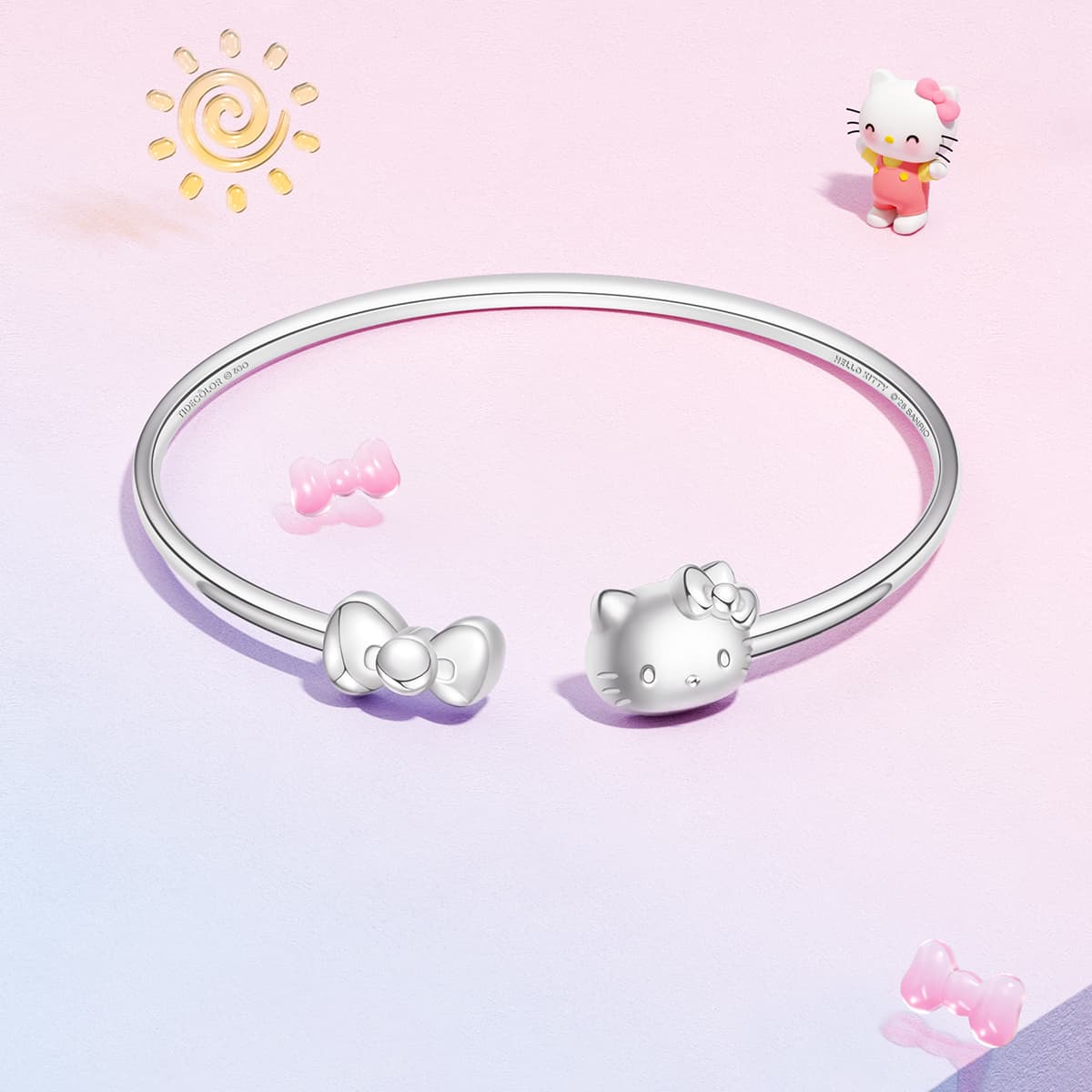 Серьги Sanrio Hello Kitty Серьги-гвоздики с синтетическим кубическим цирконием Женские - изображение 6