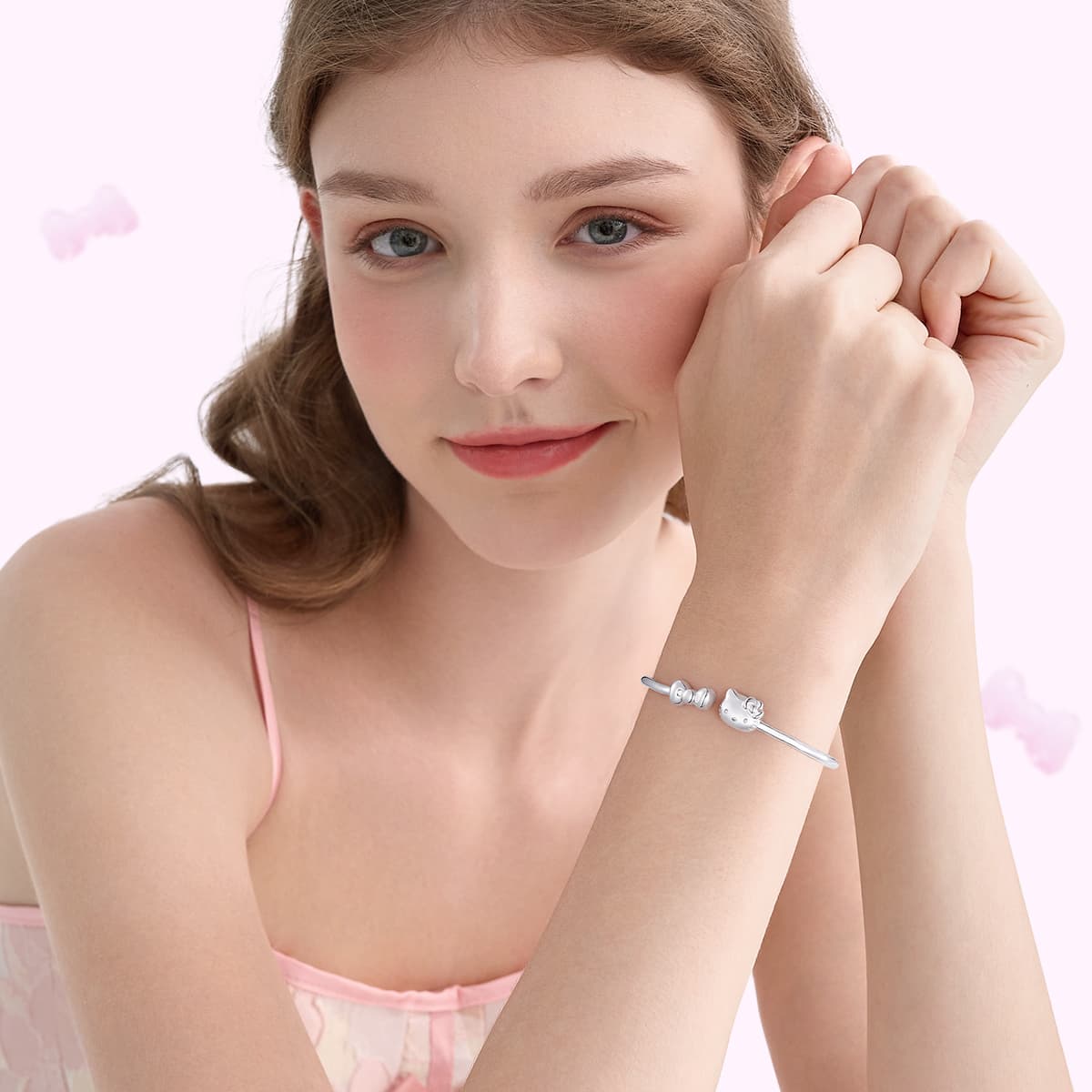 Серьги Sanrio Hello Kitty Серьги-гвоздики с синтетическим кубическим цирконием Женские - изображение 4
