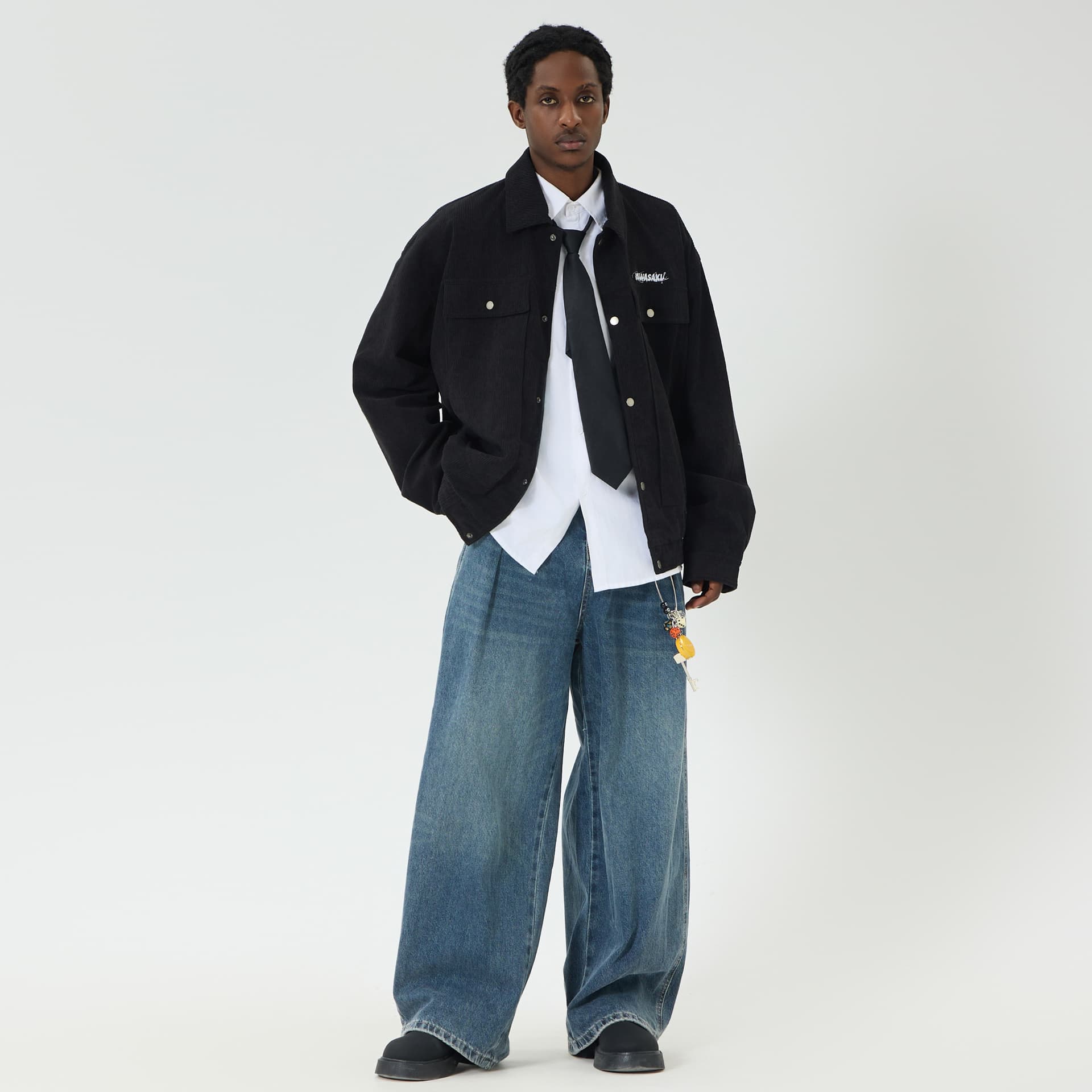 Куртка Kawasaki Американский винтаж роскошная уличная мода вышивка логотип бренда стильная многокарманный повседневный удобный стиль Майярд отложной воротник вельветовый длинный рукав рабочая одежда жакет верхняя одежда унисекс - изображение 8