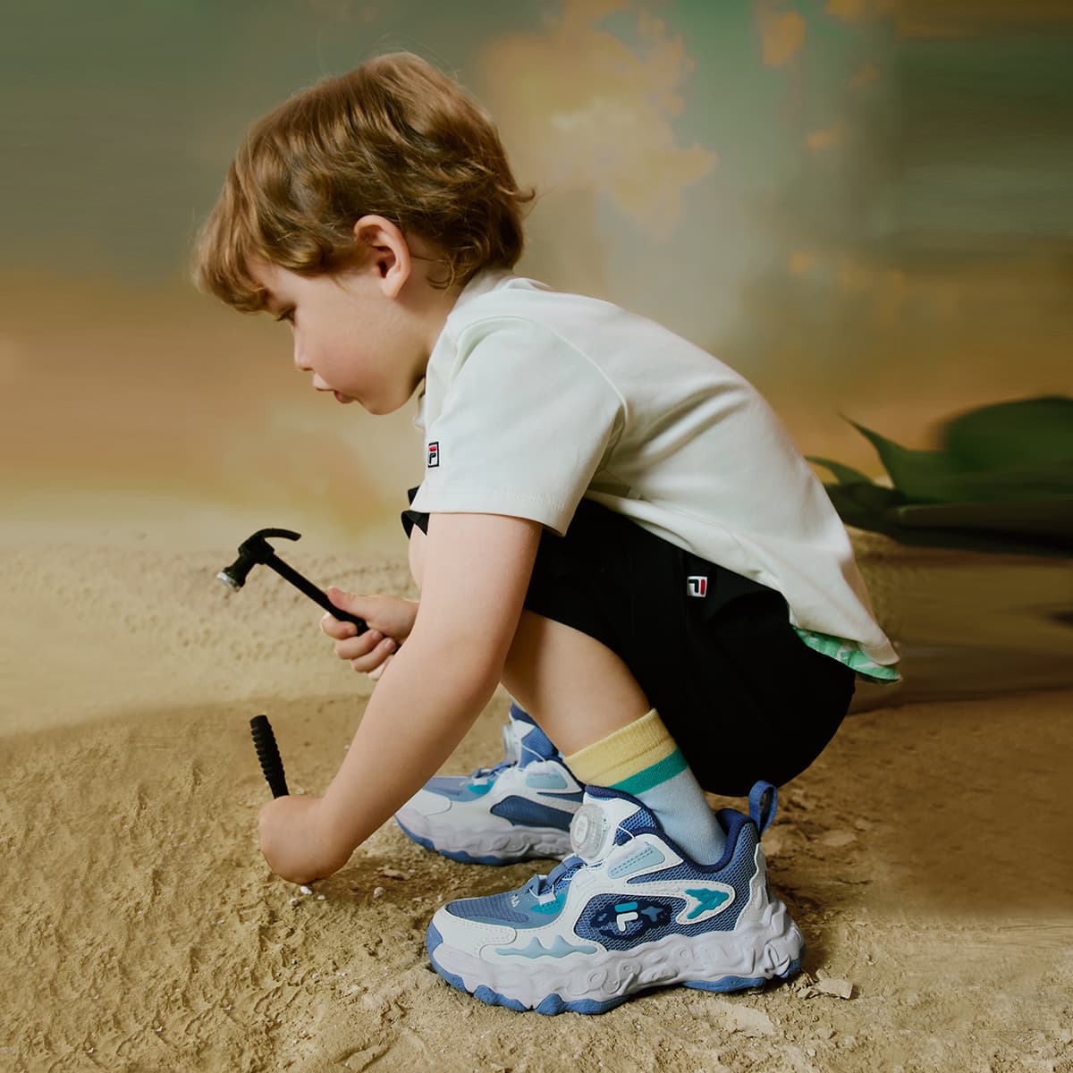 Кроссовки FILA KIDS Окаменелость Обувь Амортизация и Легкость Низкий Верх Детская Беговая Обувь Туманный Синий FILA Белый - изображение 8