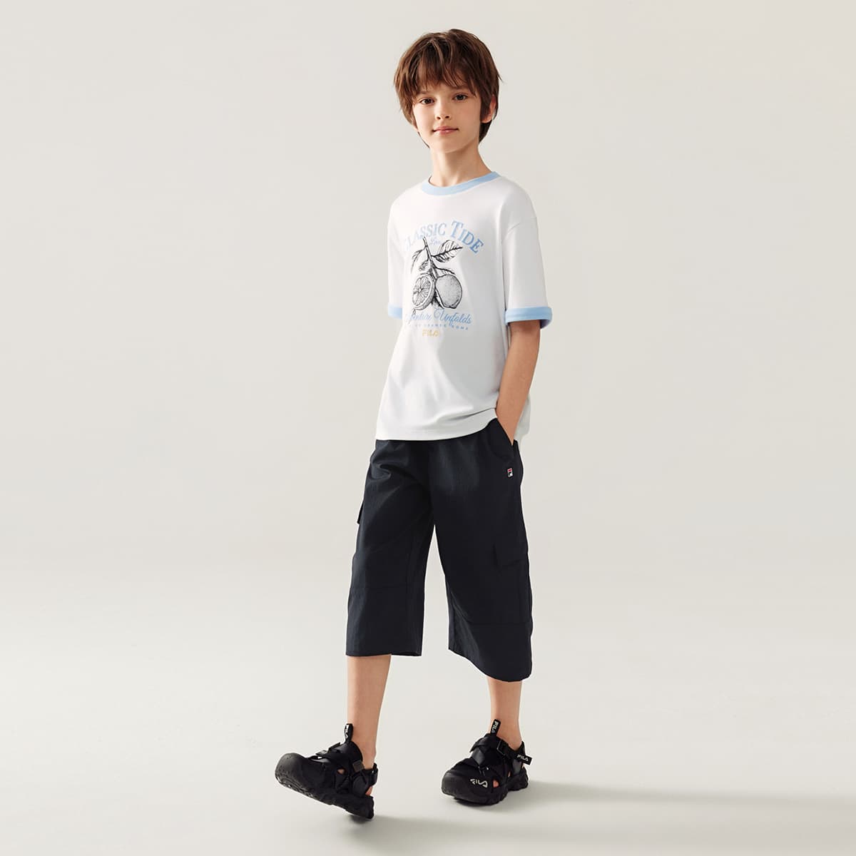 Футболка FILA KIDS Короткий рукав стандартный белый детский - изображение 5