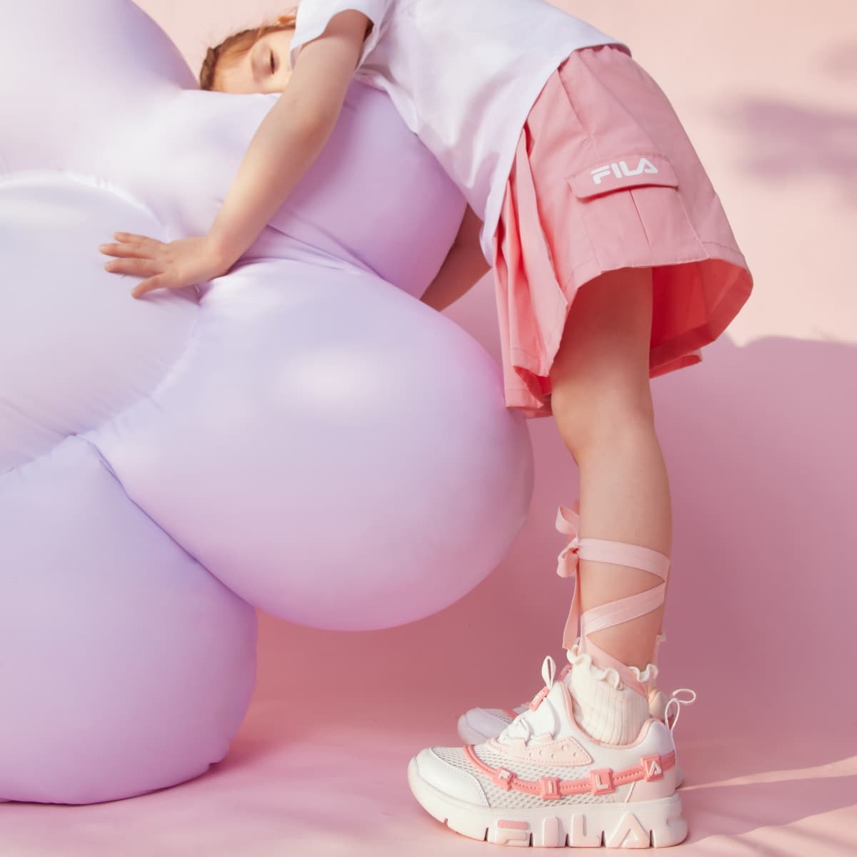FILA KIDS Удобные Anti KICK Детские Кроссовки для Тренировок Розовые Белые Детские Возраст 3-7 Лет - изображение 6