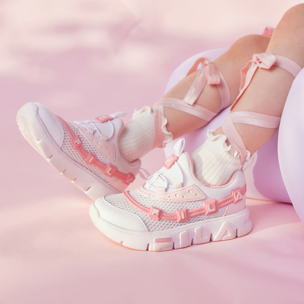 FILA KIDS Удобные Anti KICK Детские Кроссовки для Тренировок Розовые Белые Детские Возраст 3-7 Лет - изображение 7