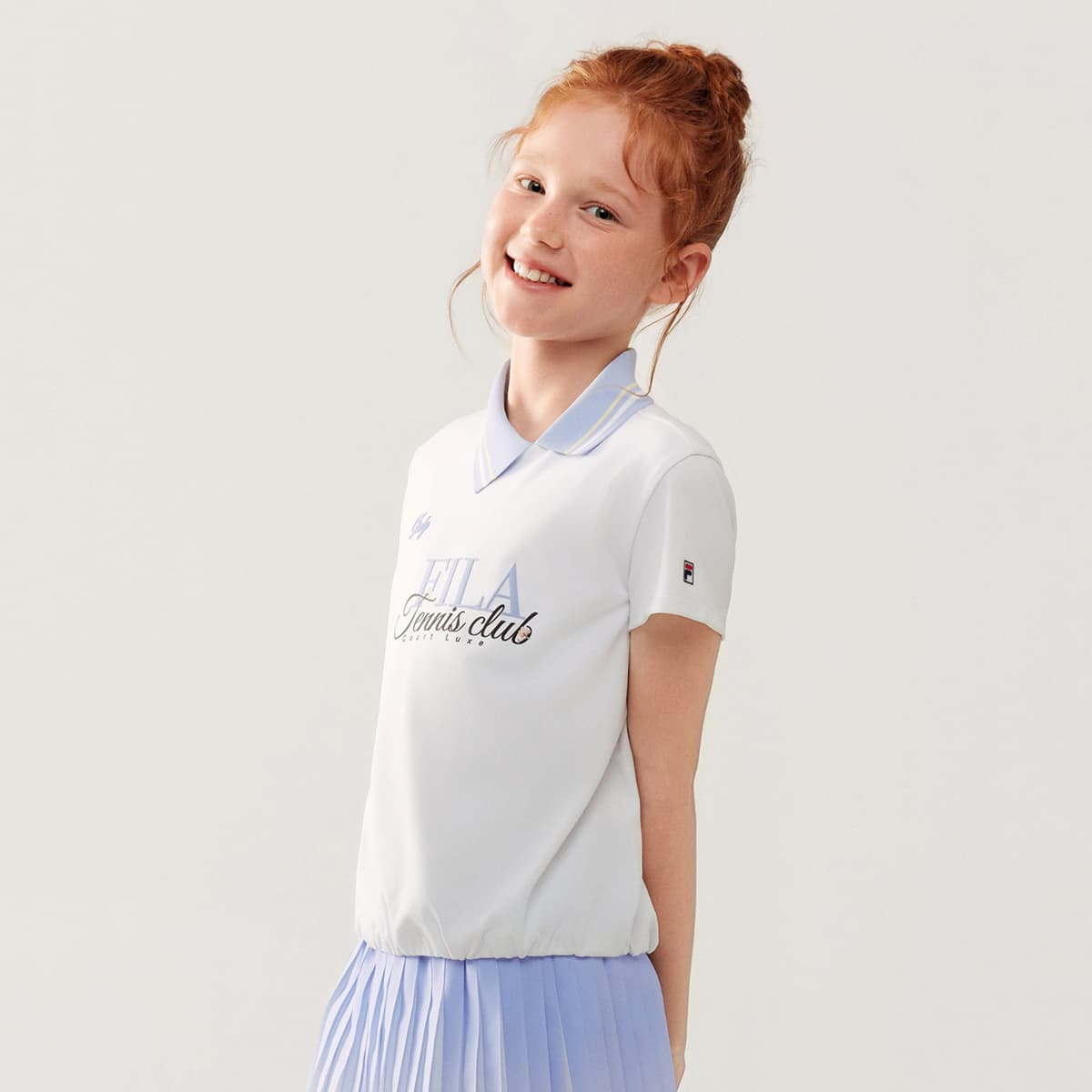 Футболка FILA KIDS Выступление FPF Короткий рукав Поло Нефритовый белый Детский - изображение 4