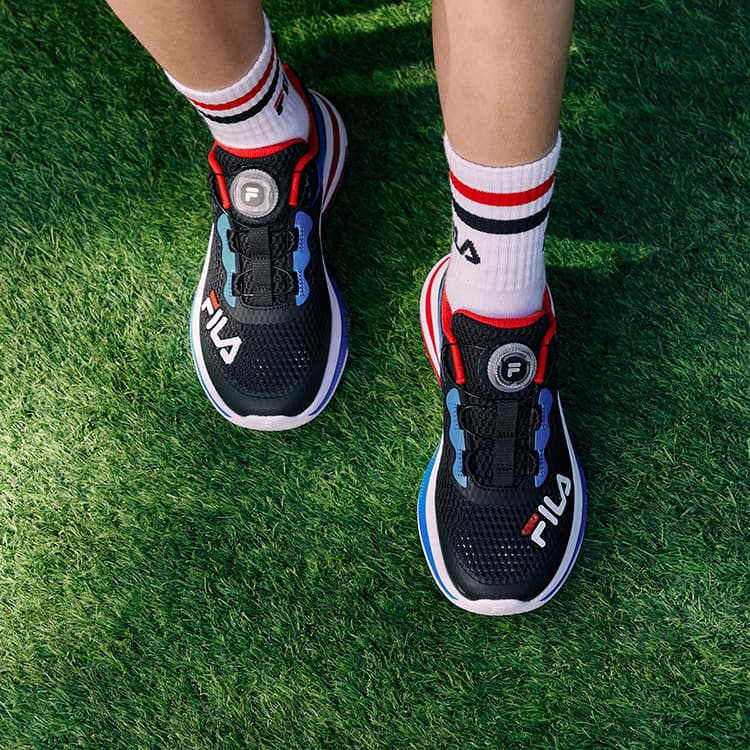 Кроссовки FILA KIDS Амортизация устойчивость к истиранию дышащий низкий топ детская беговая обувь черный синий - изображение 5