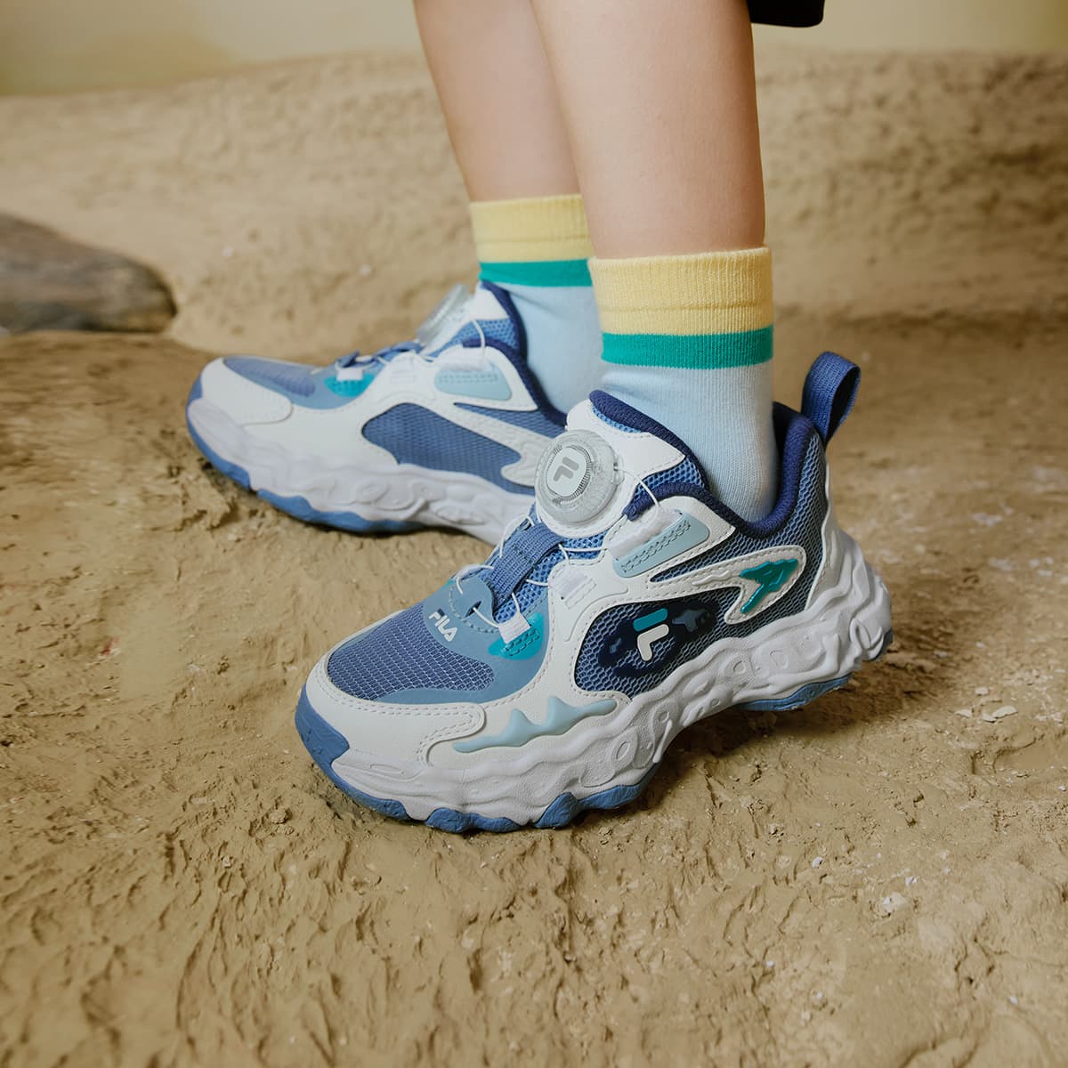 Кроссовки FILA KIDS Окаменелость Обувь Амортизация и Легкость Низкий Верх Детская Беговая Обувь Туманный Синий FILA Белый - изображение 6