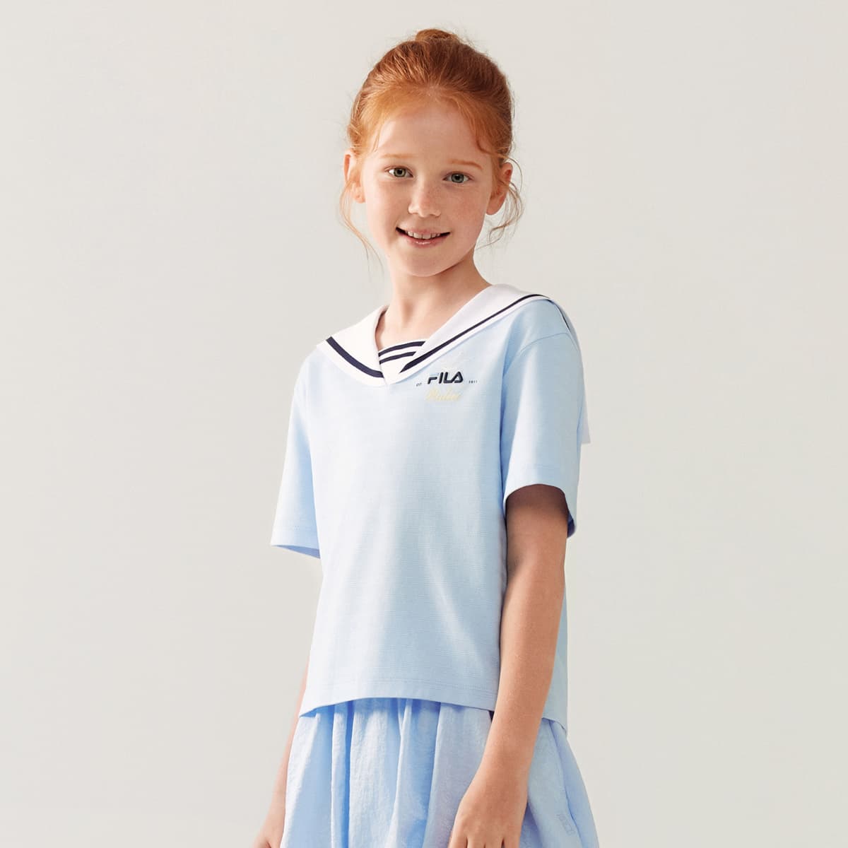 Футболка FILA KIDS Короткий рукав Небесно-синий Детский - изображение 2