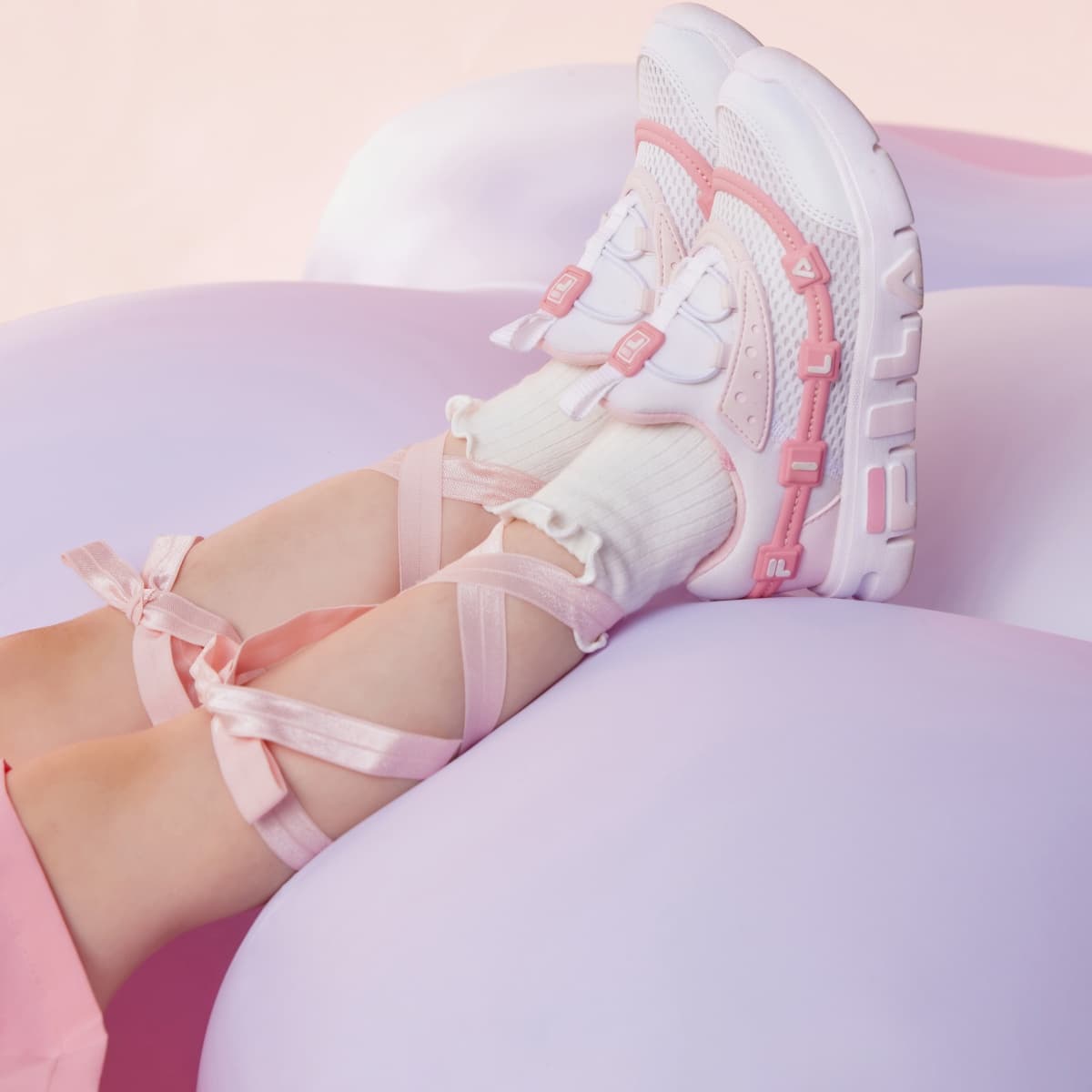 FILA KIDS Удобные Anti KICK Детские Кроссовки для Тренировок Розовые Белые Детские Возраст 3-7 Лет - изображение 8
