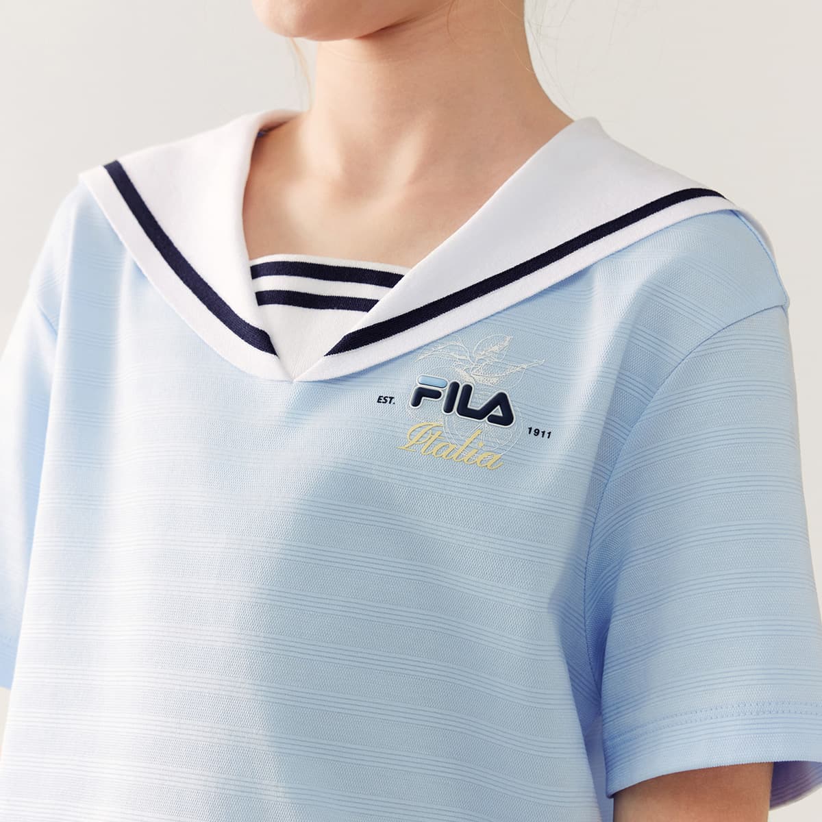 Футболка FILA KIDS Короткий рукав Небесно-синий Детский - изображение 5