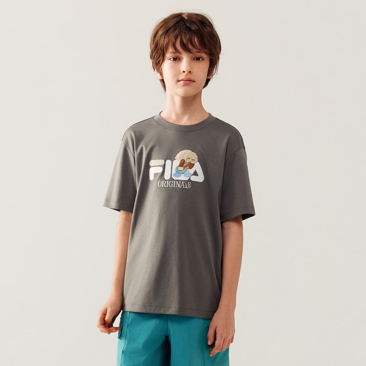 Футболка FILA KIDS Футболка Wash Серый Детский - изображение 3
