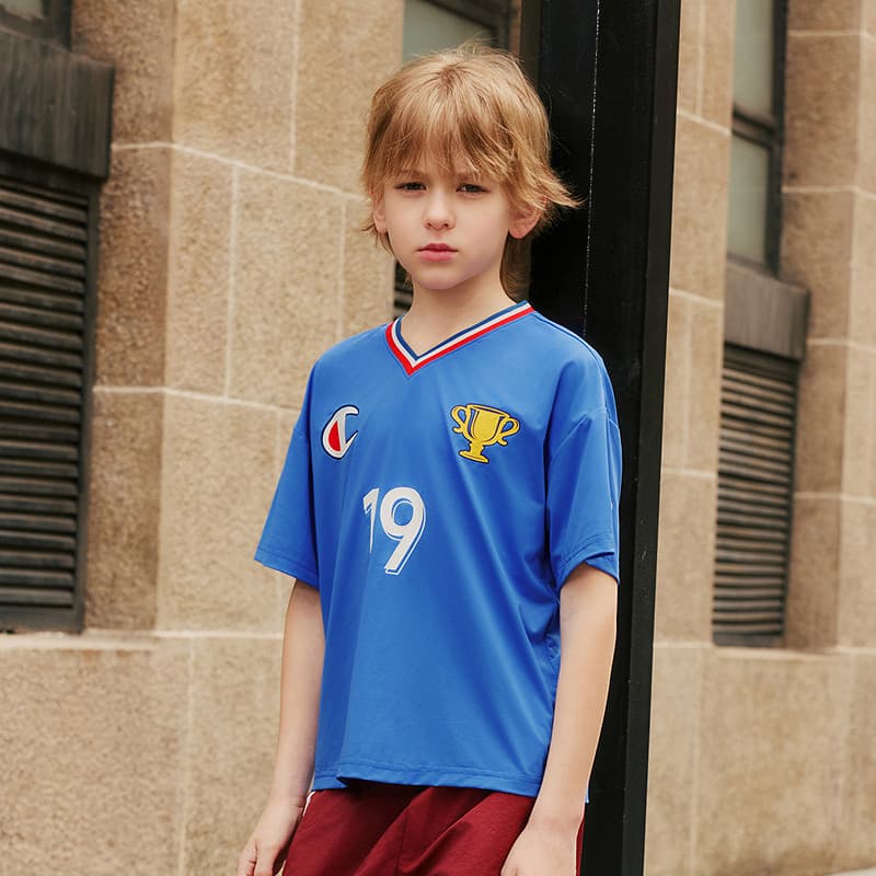 Футболка Champion Kids Синий Ожерелье-чокер и Рукава Kids T Рубашки - изображение 3