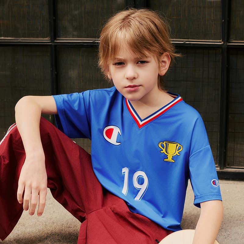 Футболка Champion Kids Синий Ожерелье-чокер и Рукава Kids T Рубашки - изображение 5