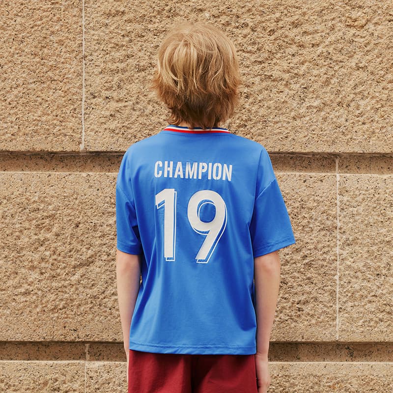 Футболка Champion Kids Синий Ожерелье-чокер и Рукава Kids T Рубашки - изображение 4