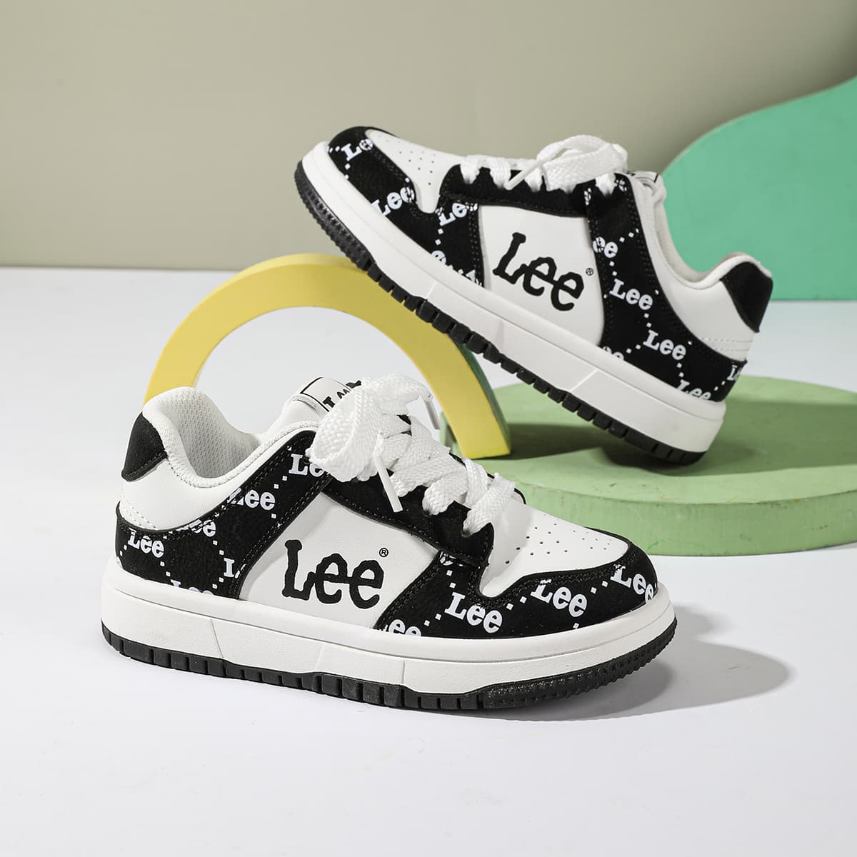 Кроссовки LEE KIDS Скейтбординг Обувь Бежевый Белый Черный Детский - изображение 6