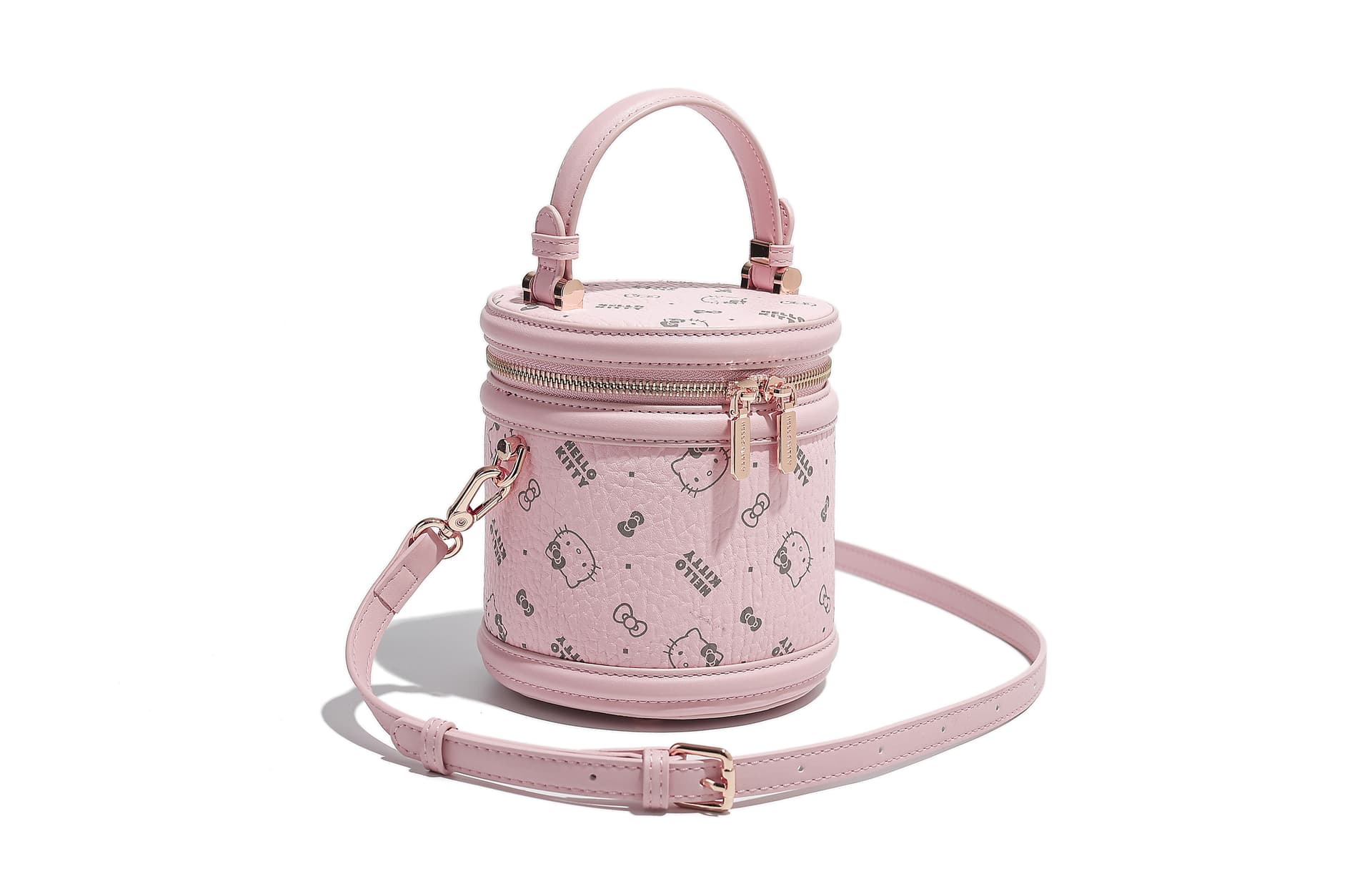 Сумка Sanrio Hello Kitty классический универсальный модный PU ведрообразные сумки через плечо розовый/молочно-чайный - изображение 7