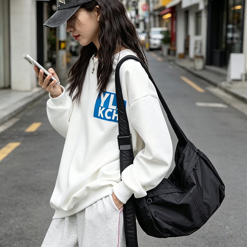 Сумка через плечо Tonlion Crossbody Bag Simple Black Unisex Tonlion Сумка через плечо Простая Черная Унисекс - изображение 2