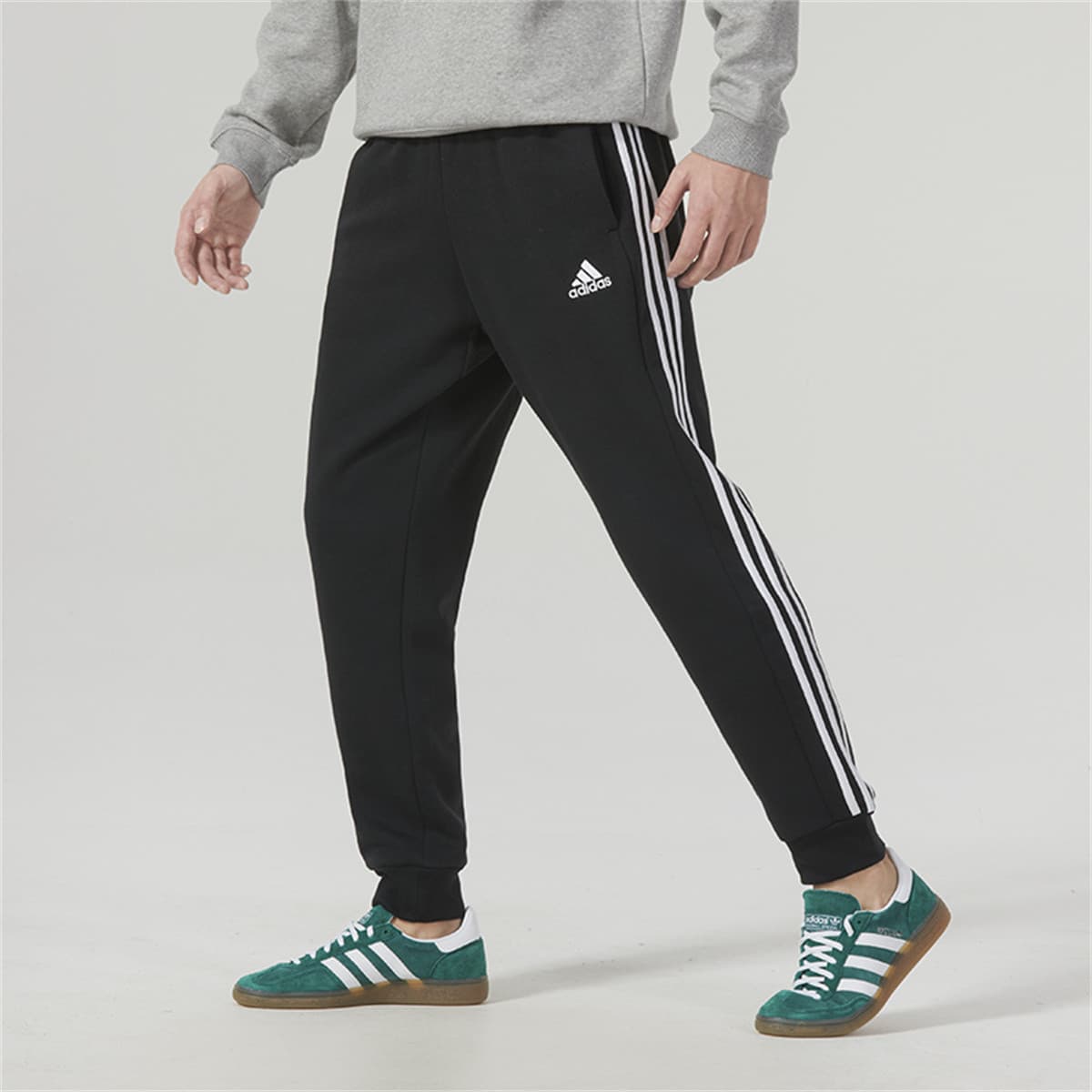 Штаны Adidas С флисовой подкладкой термические винтажные беговые кроссовки вязаные тренировочные штаны мужские черные - изображение 3