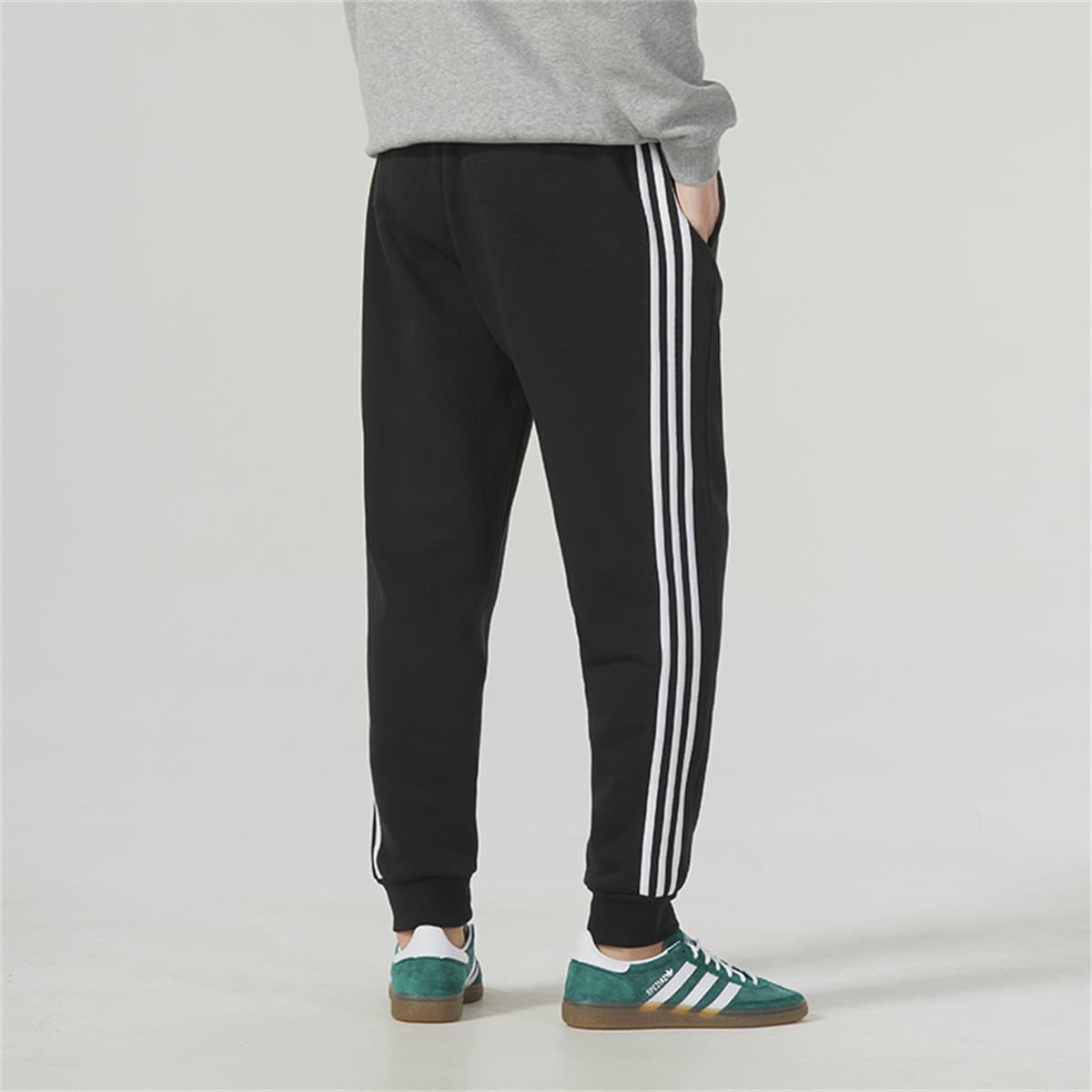 Штаны Adidas С флисовой подкладкой термические винтажные беговые кроссовки вязаные тренировочные штаны мужские черные - изображение 5