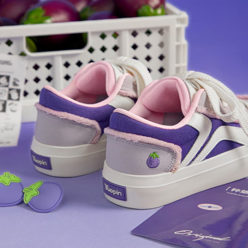 Кроссовки TUOPIN Pai Shoes A Гладкий Баклажан Обувь из текстиля "Баклажан" Синтетическая кожа Низкие кеды для скейтбординга - изображение 7