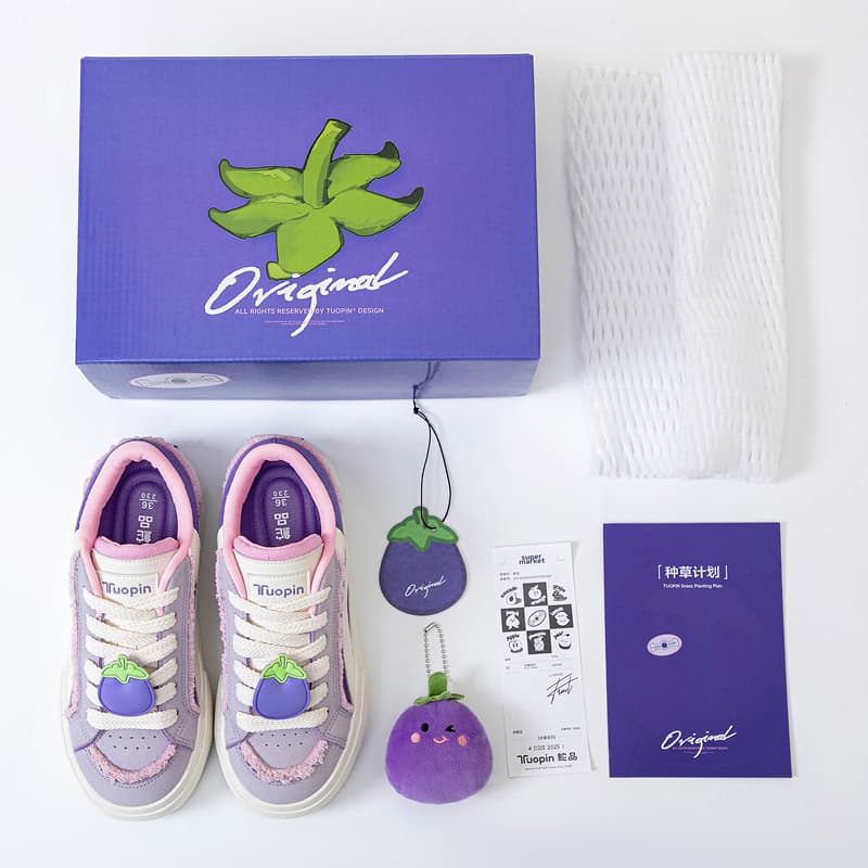 Кроссовки TUOPIN Pai Shoes A Гладкий Баклажан Обувь из текстиля "Баклажан" Синтетическая кожа Низкие кеды для скейтбординга - изображение 6
