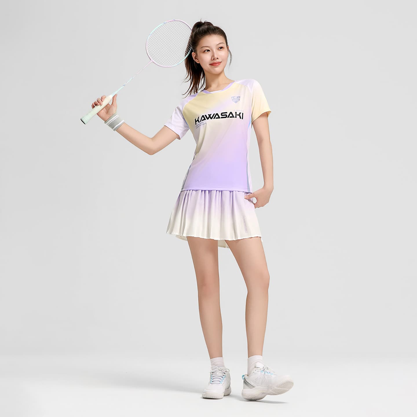Kawasaki Set Magic Flowers (Gradient Purple Top + Gradient Purple Bottom) Женская Бадминтон Топы и Футболки - изображение 7