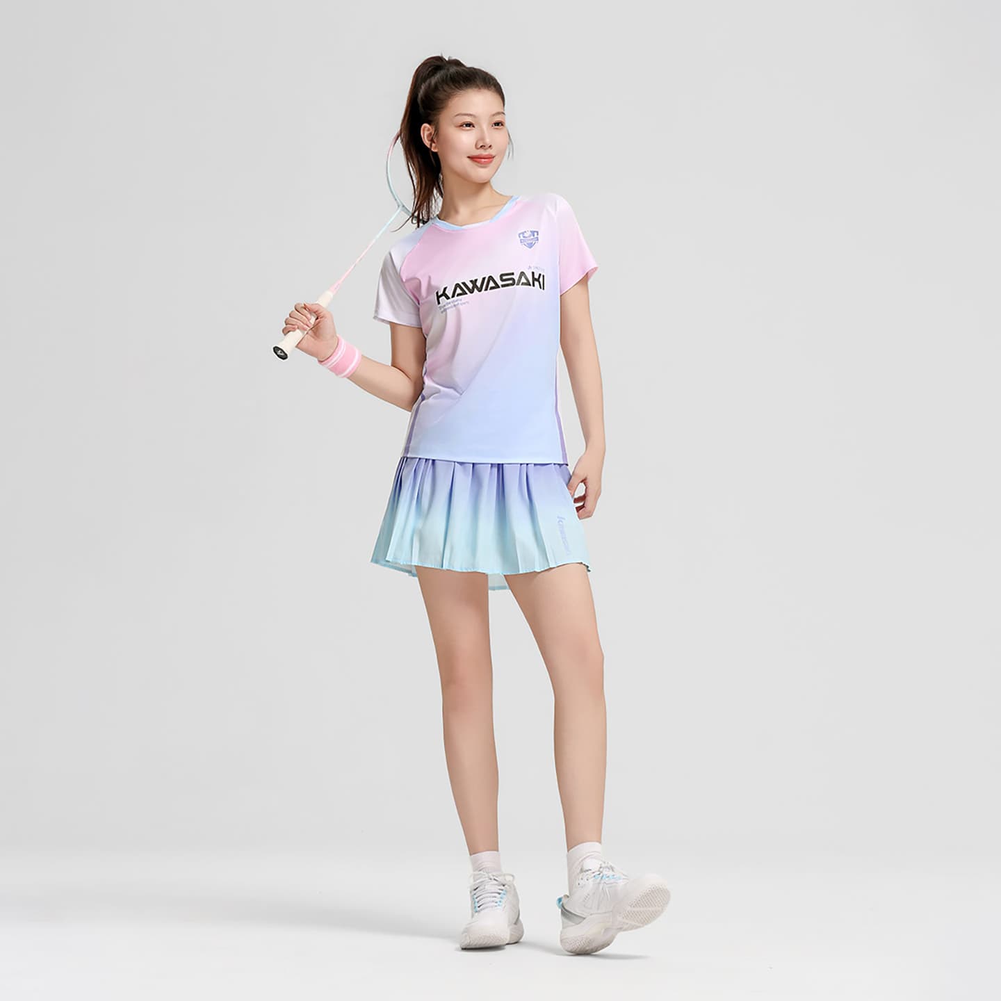 Kawasaki Set Magic Flowers (Gradient Blue Top + Gradient Blue Bottom) Женская Бадминтон Топы и Футболки - изображение 7