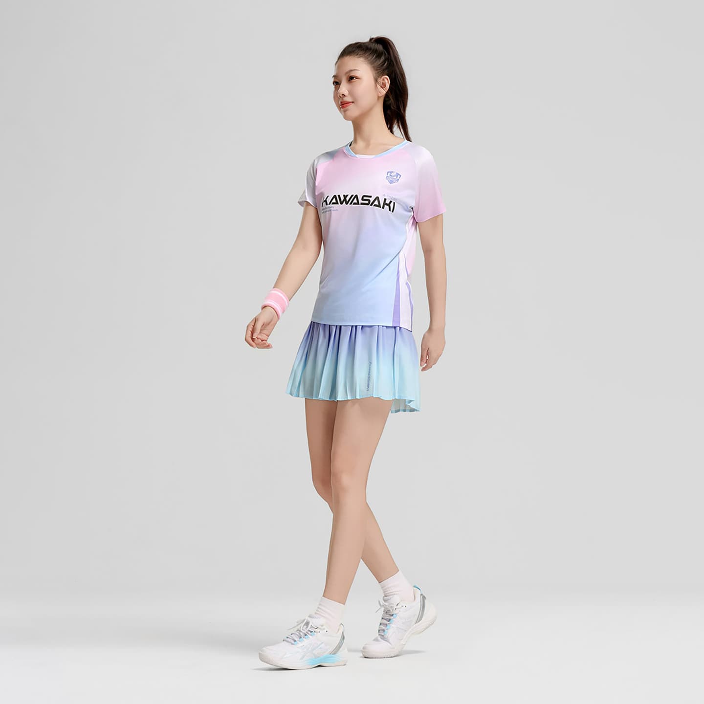 Kawasaki Set Magic Flowers (Gradient Blue Top + Gradient Blue Bottom) Женская Бадминтон Топы и Футболки - изображение 8