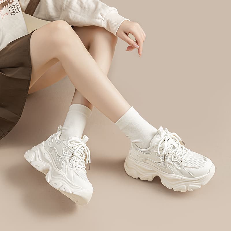 Кроссовки Warrior Аbrasion Resistant Высота Увеличивающая Термическая Низкая Обувь Женская Бежевая - изображение 6