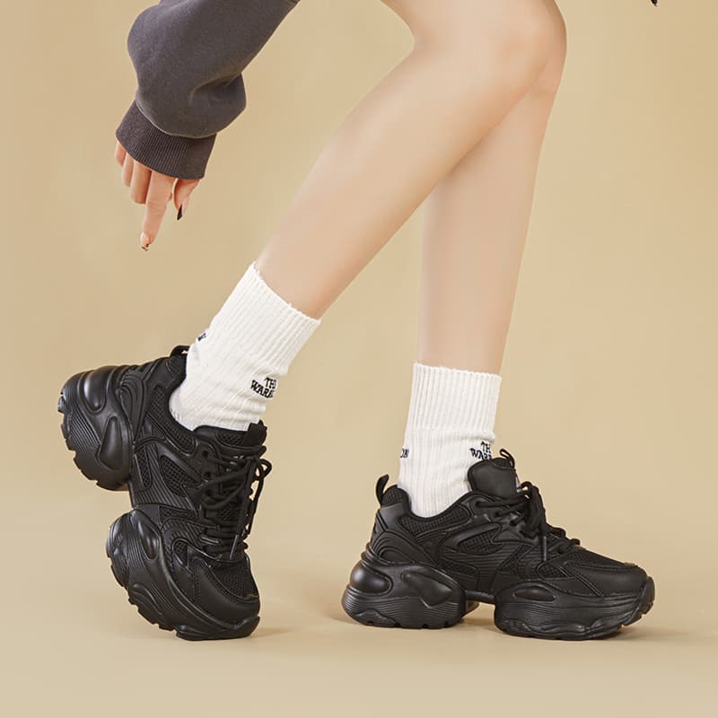 Кроссовки Warrior Low Топ Кроссовки с Толстой Подошвой Женские Черные - изображение 6