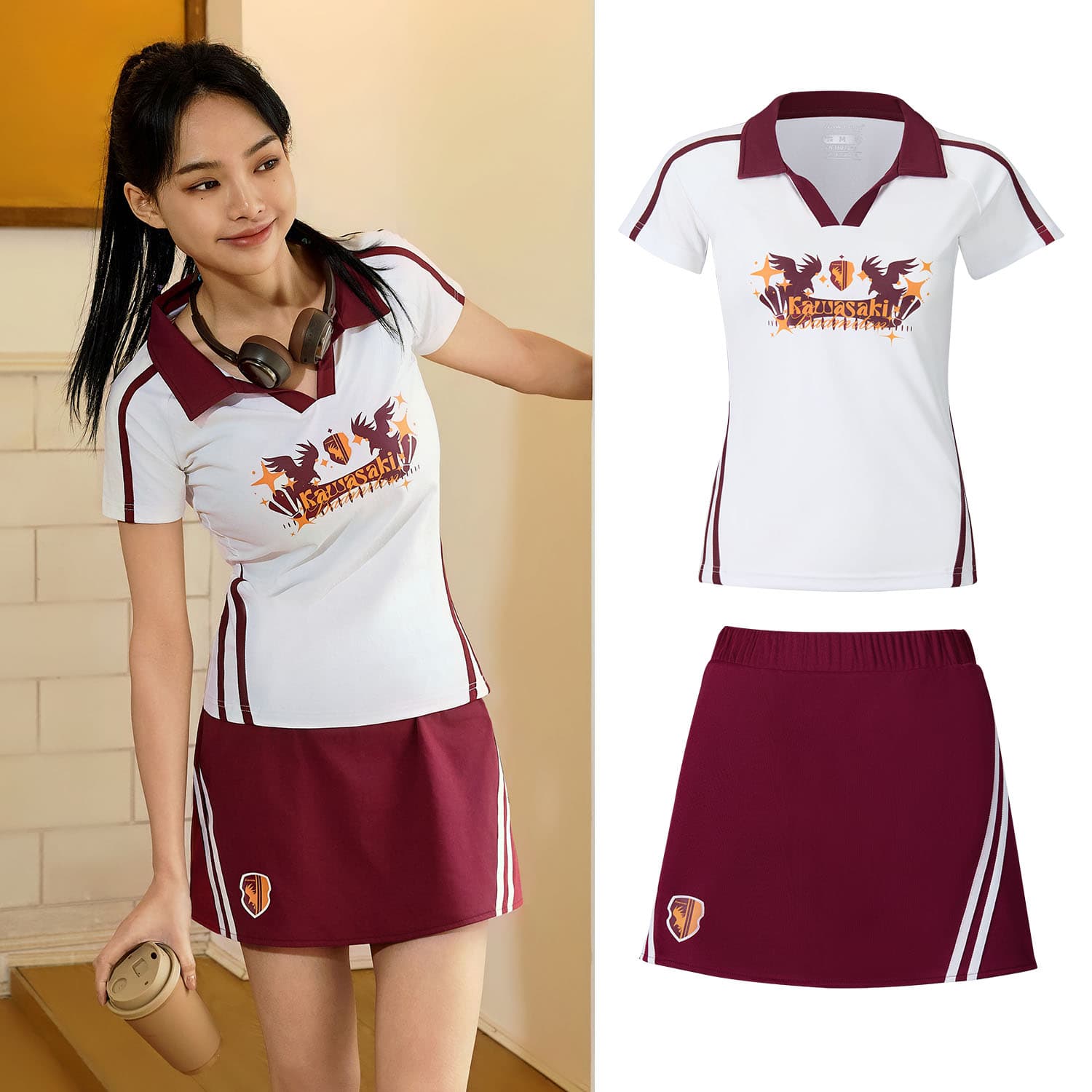 Кавасаки Vintage Collection Бадминтон Джерси Women's White Красный черный зеленый - изображение 3