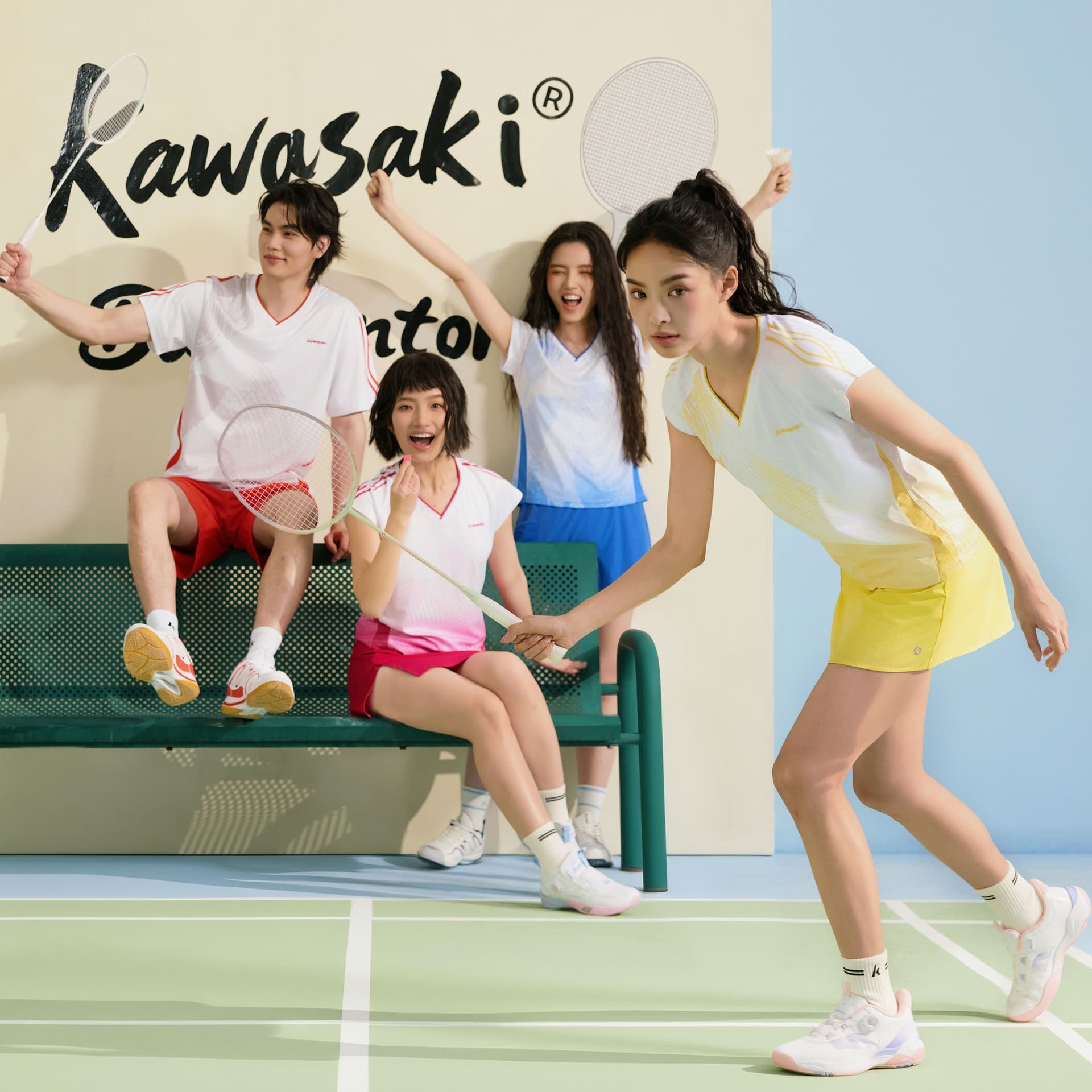 Kawasaki Feitian series Облегающий крой Маленькая круглая подкладочная талия Комплекты для бадминтона Женские 2 шт - изображение 3