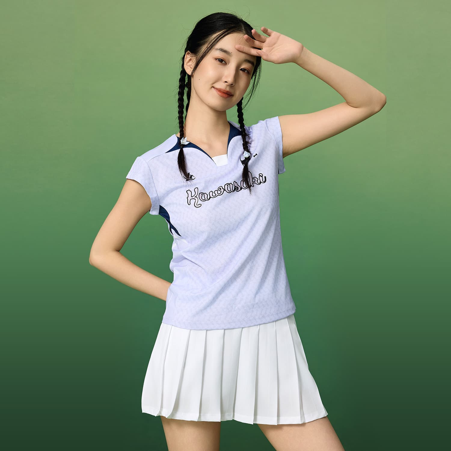 Kawasaki Blue and White Porcelain Series Универсальная удобная плиссированная юбка для бадминтона женская - изображение 2