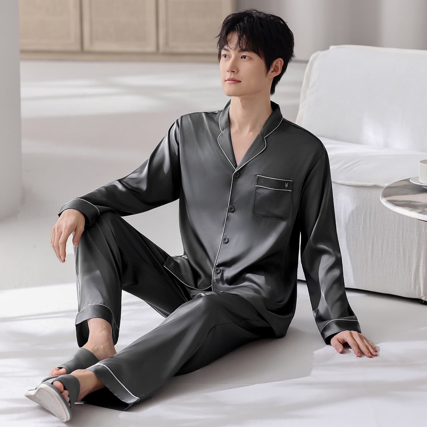 Пижама MIIOW Dark Gray Men's Pajama Sets MIIOW Темно-серый мужской пижамный комплект - изображение 5