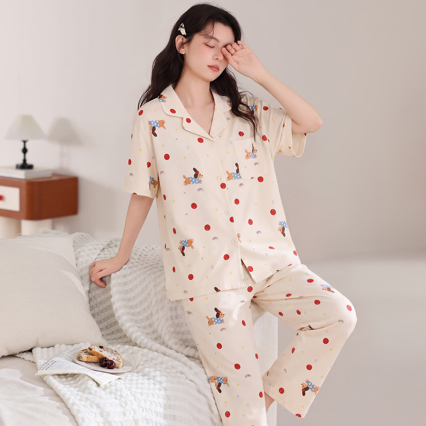 Пижама MIIOW Абрикос Женские Пижамные Комплекты - изображение 4