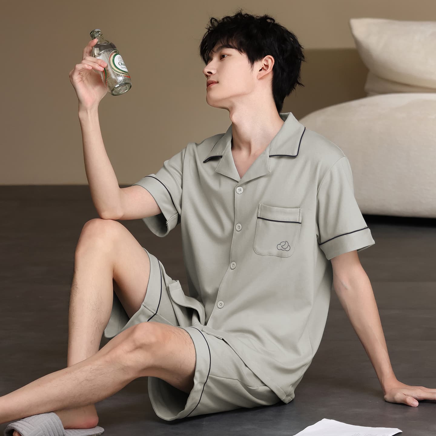 Пижама MIIOW Light Gray Men's Pajama Sets - изображение 4