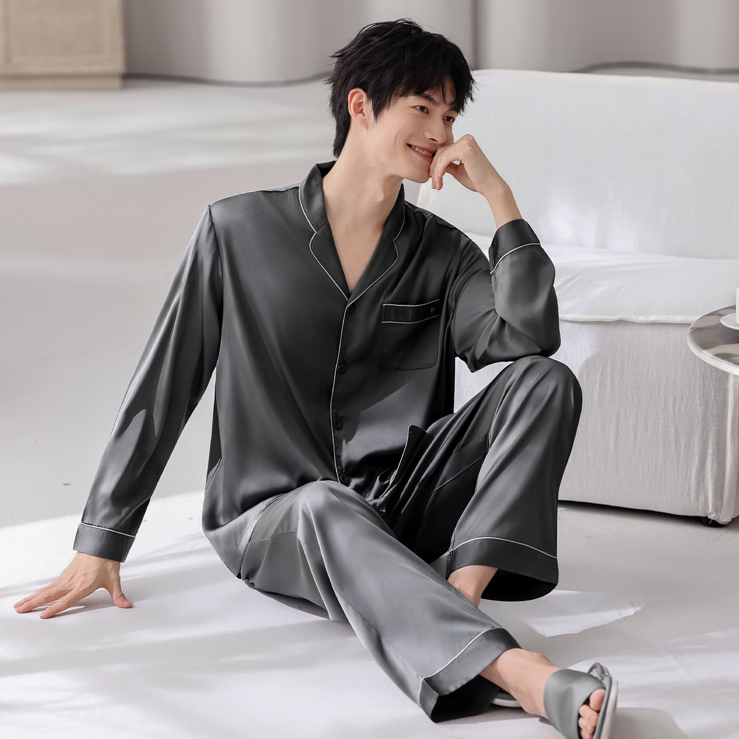 Пижама MIIOW Dark Gray Men's Pajama Sets MIIOW Темно-серый мужской пижамный комплект - изображение 3