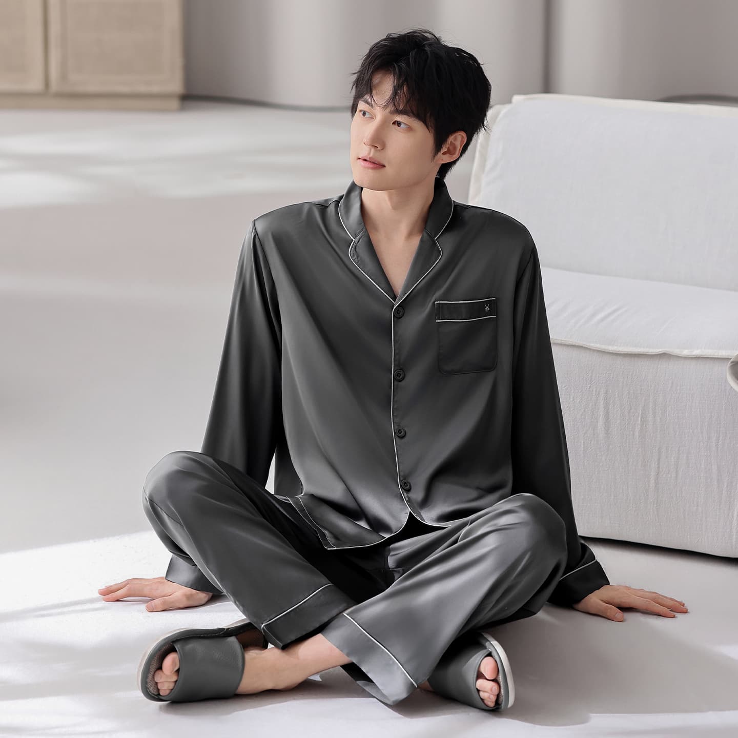 Пижама MIIOW Dark Gray Men's Pajama Sets MIIOW Темно-серый мужской пижамный комплект - изображение 2