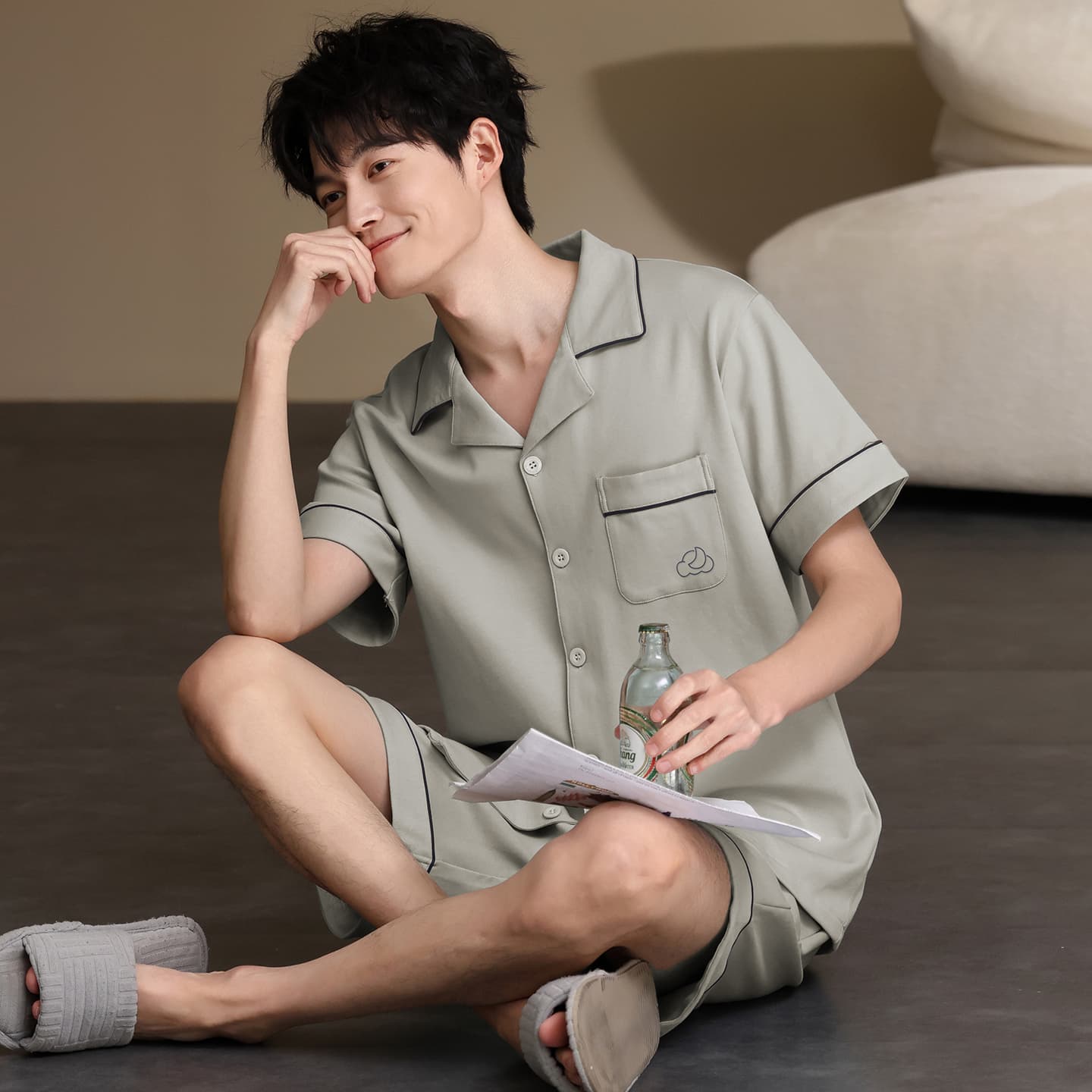 Пижама MIIOW Light Gray Men's Pajama Sets - изображение 6