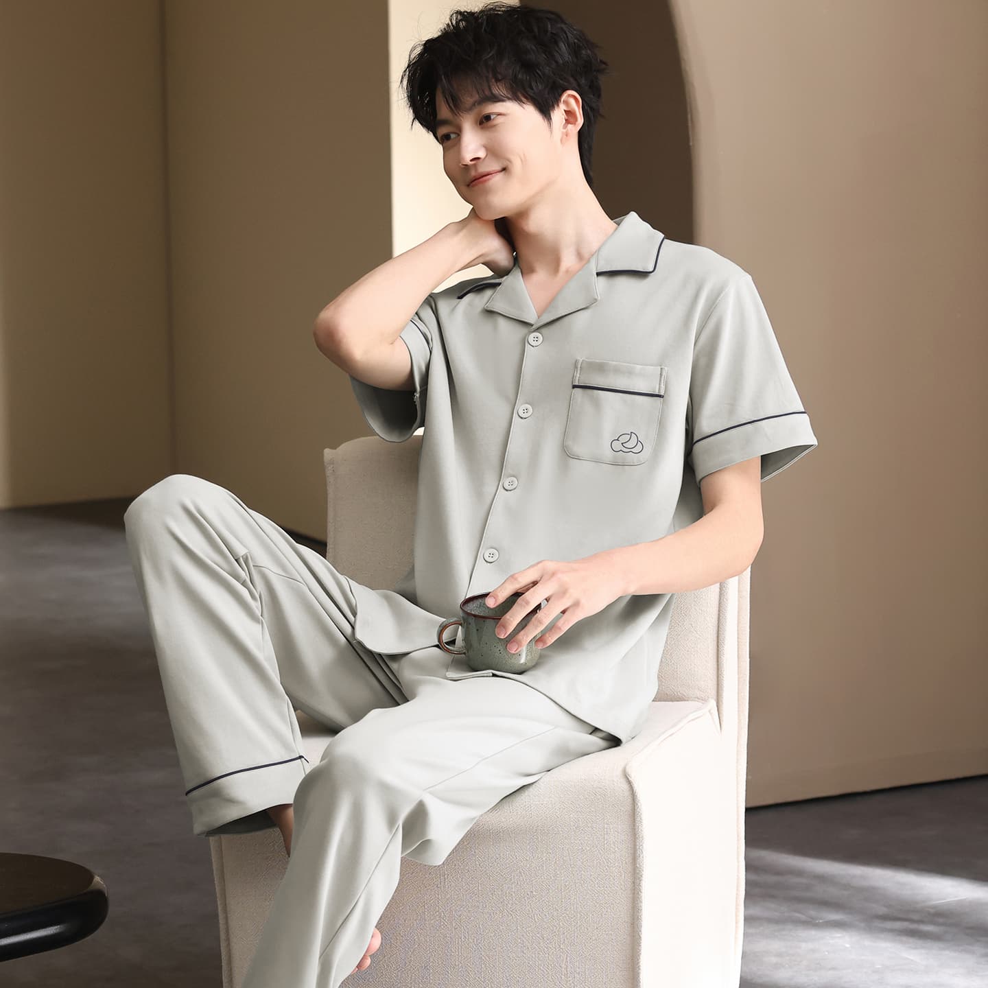 Пижама MIIOW Light Gray Men's Pajama Sets - изображение 2