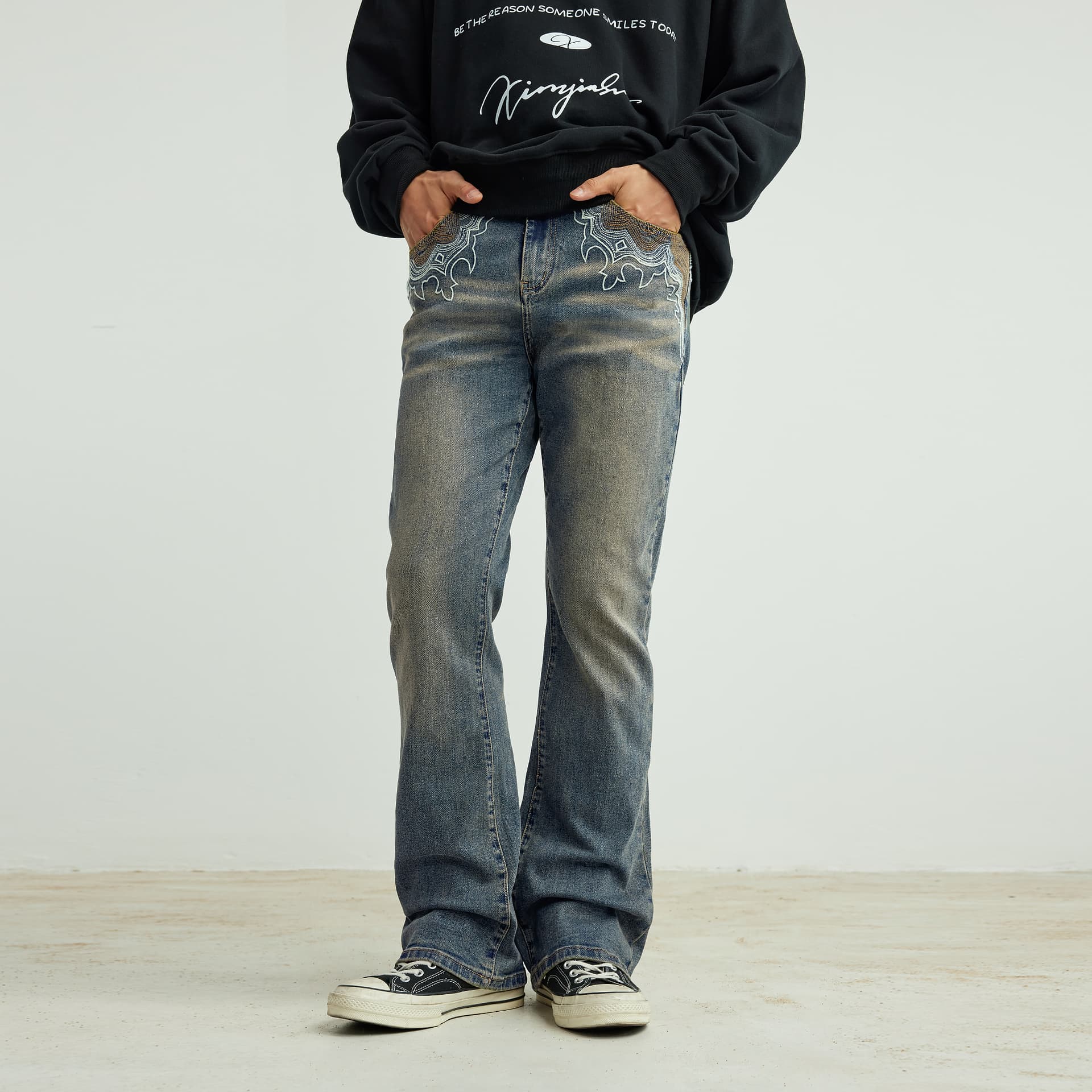 Штаны XINYINSU 25FW Джинсы Унисекс Парный - изображение 6