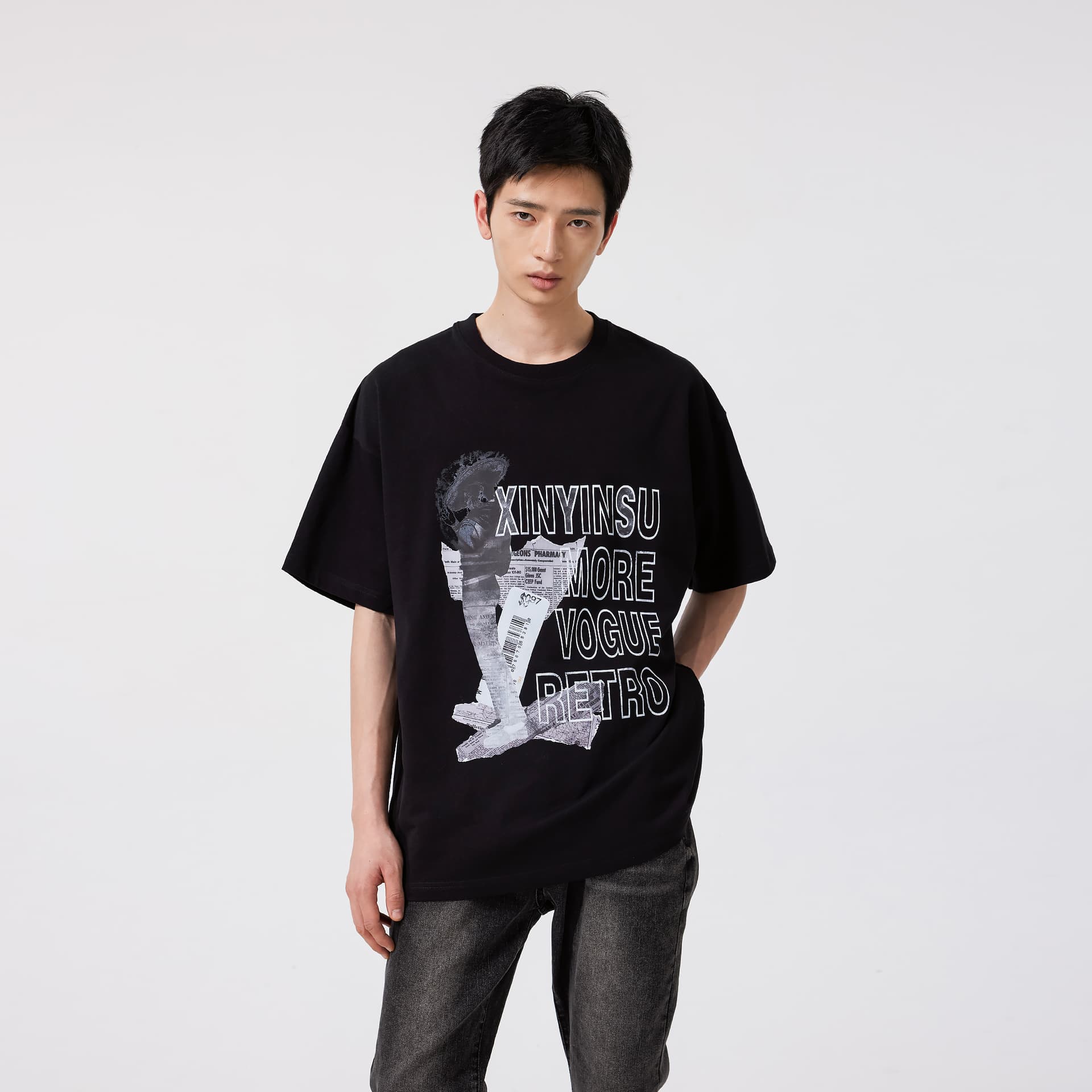 Футболка XINYINSU 25SS T-Shirt Унисекс Черный - изображение 3