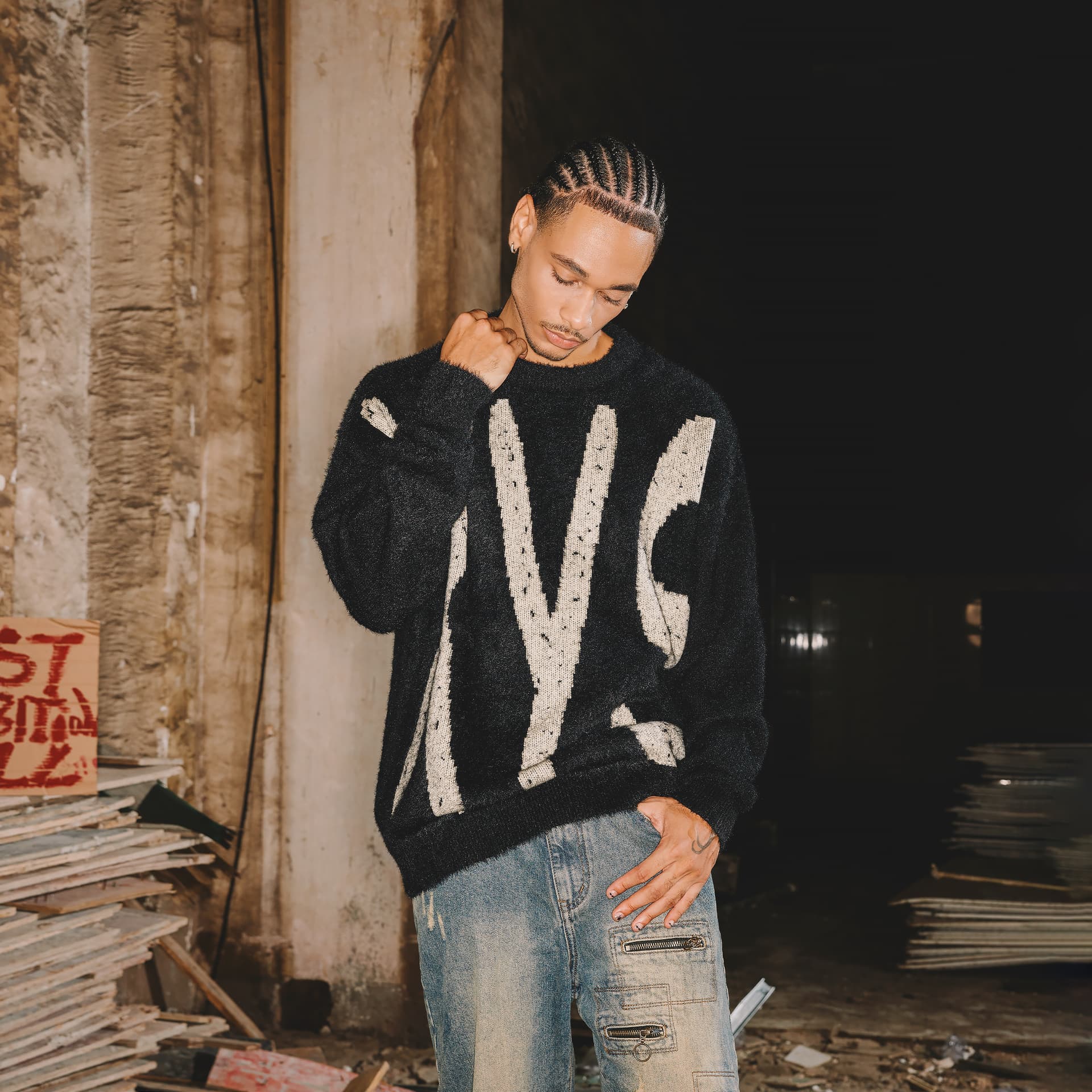 Кофта XINYINSU 24FW Свитер Унисекс Черный - изображение 4