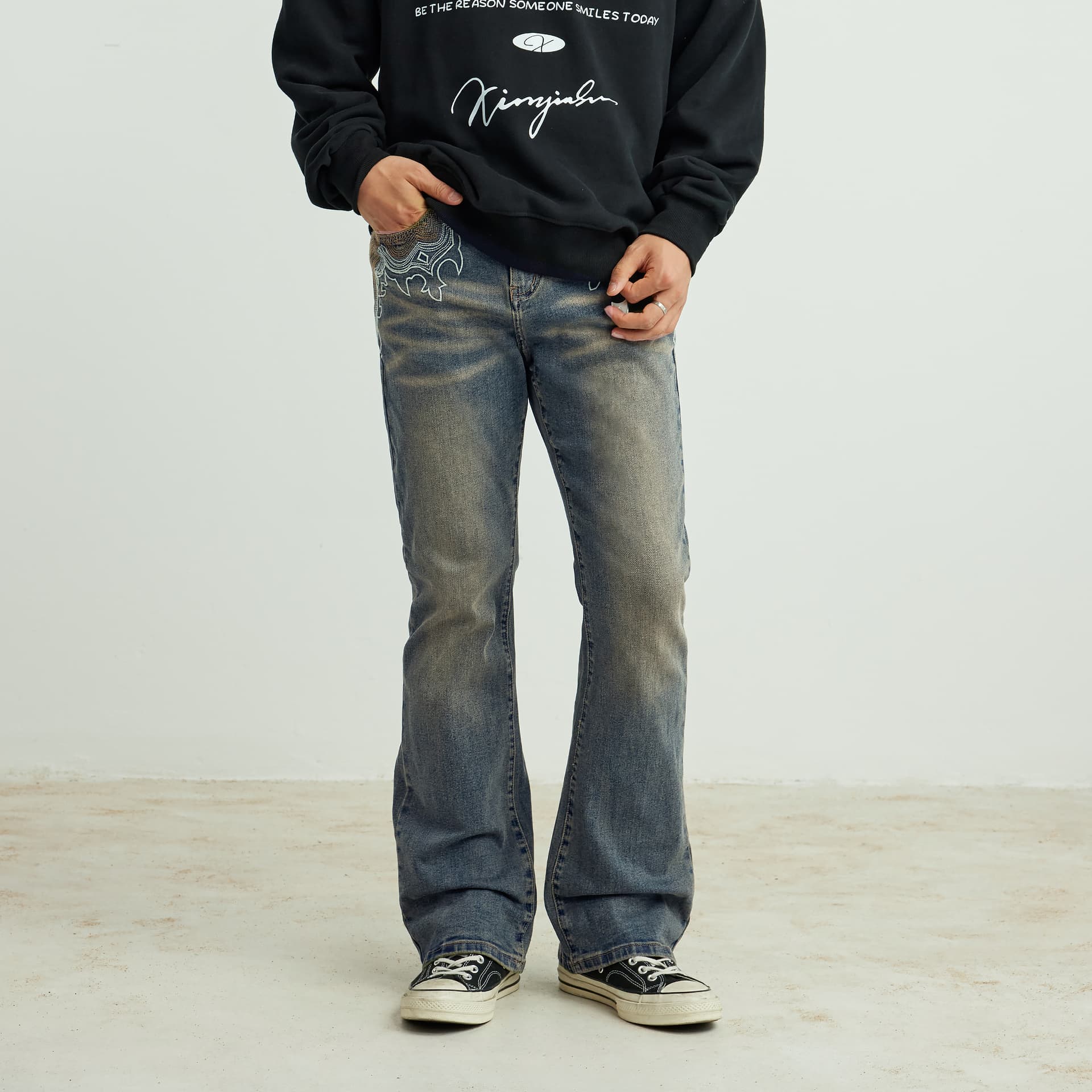 Штаны XINYINSU 25FW Джинсы Унисекс Парный - изображение 4